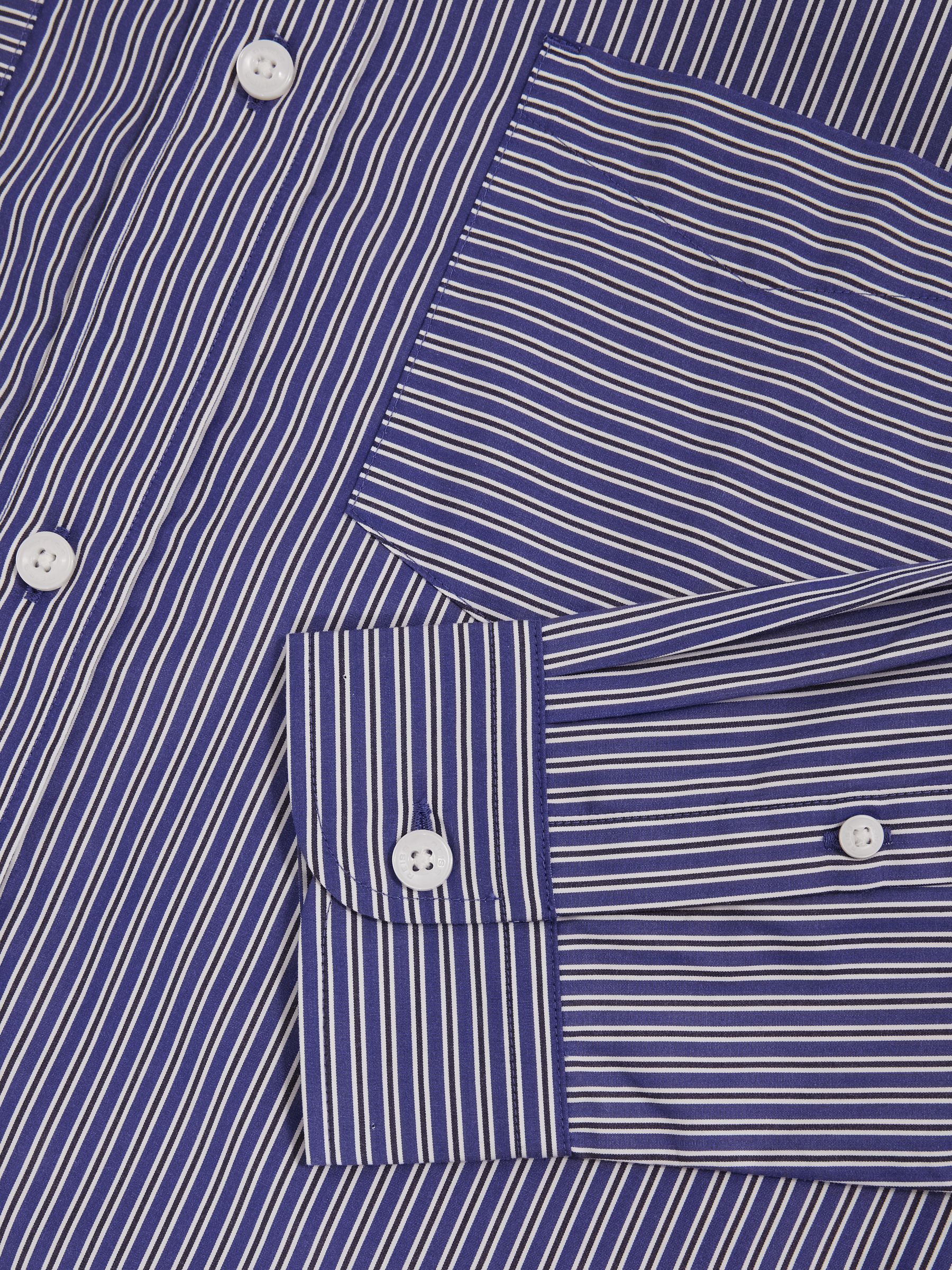 Cotton-Poplin Stripe Twin-Pocket Shirt in Blue/White