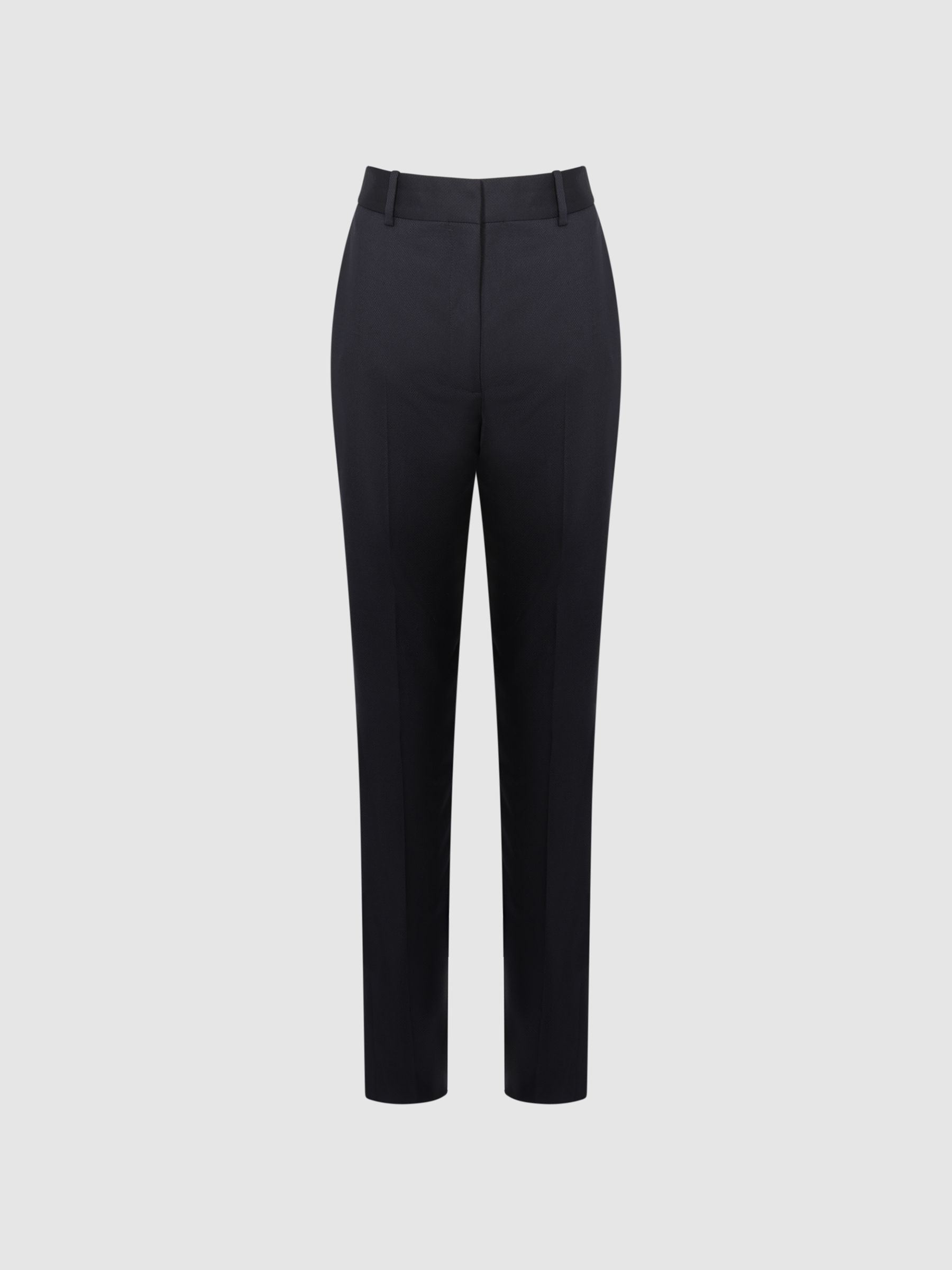 Petite Wool Blend Tapered Suit Trousers in Navy