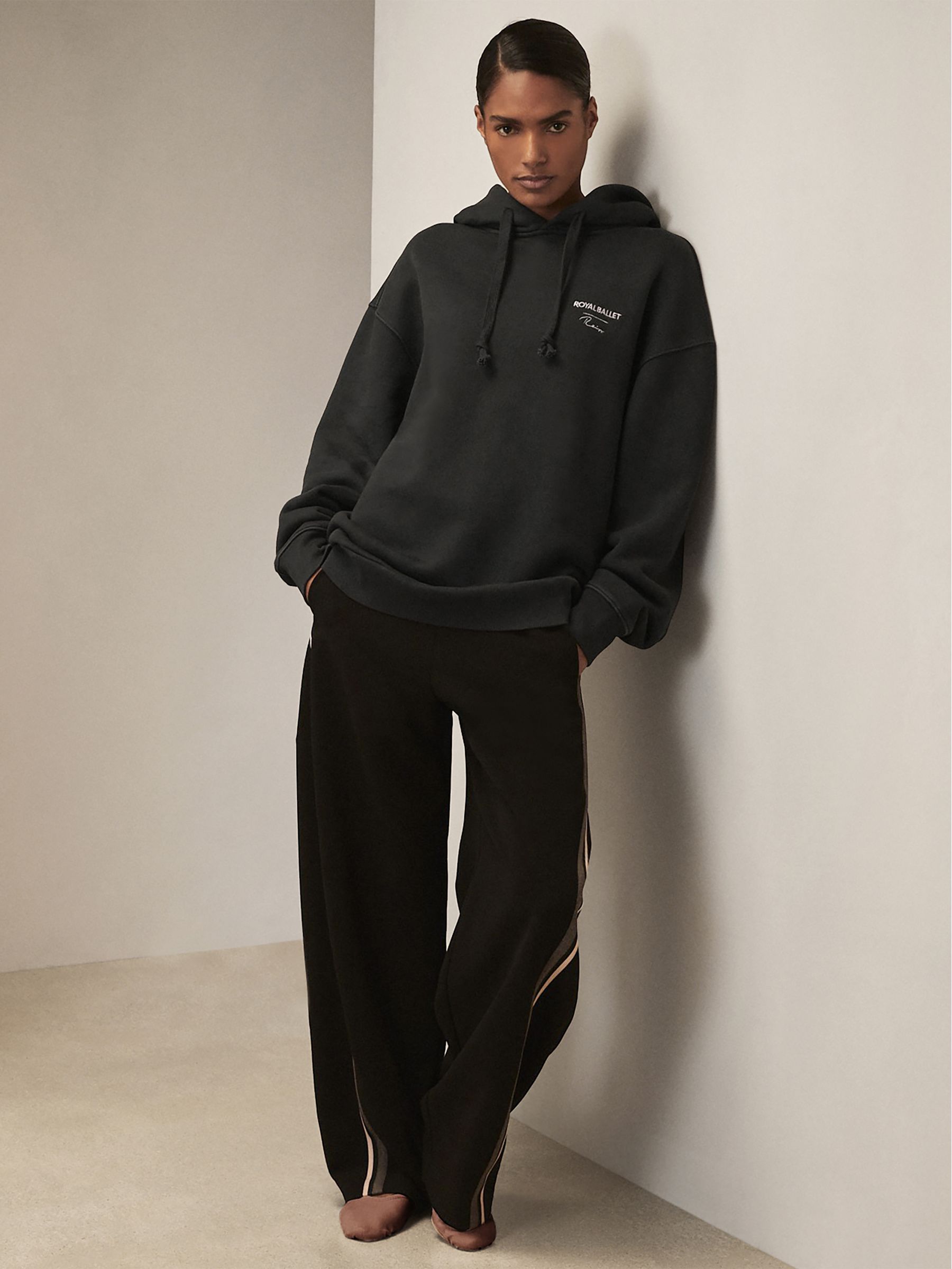 Reiss | Royal Ballet Logo Hoodie Unisex Fit in Washed Black