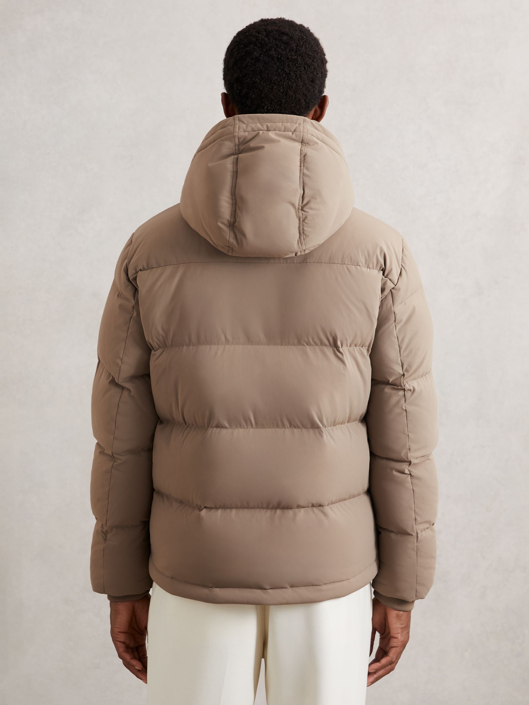 Quilted Zip-Through Puffer Jacket in Light Camel Brown