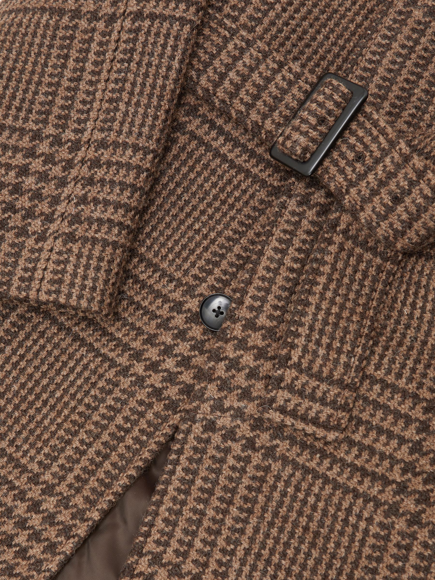 Atelier Wool Check Raglan Overcoat in Brown Check