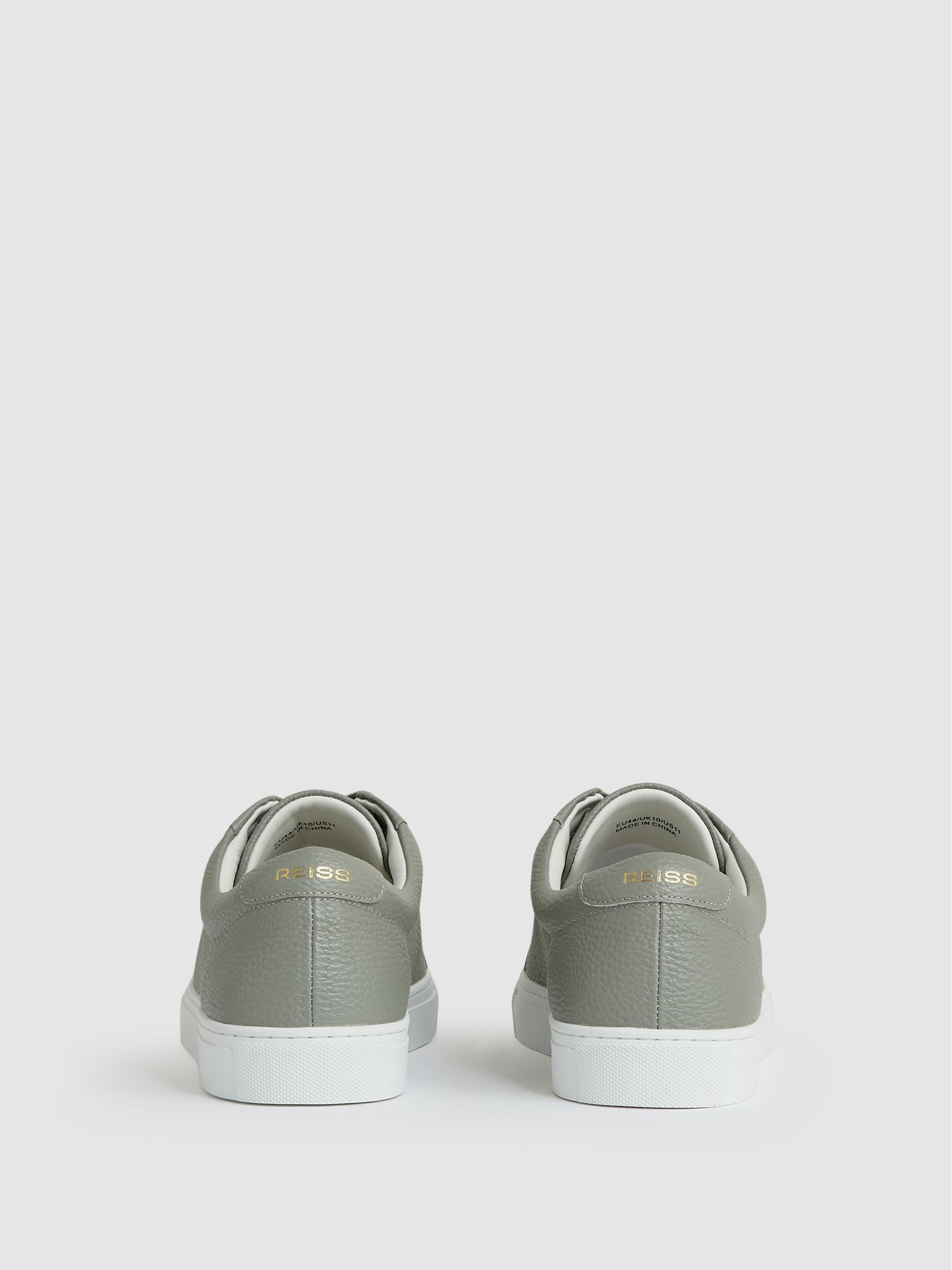 Tumbled-Leather Low-Top Trainers in Mint Green