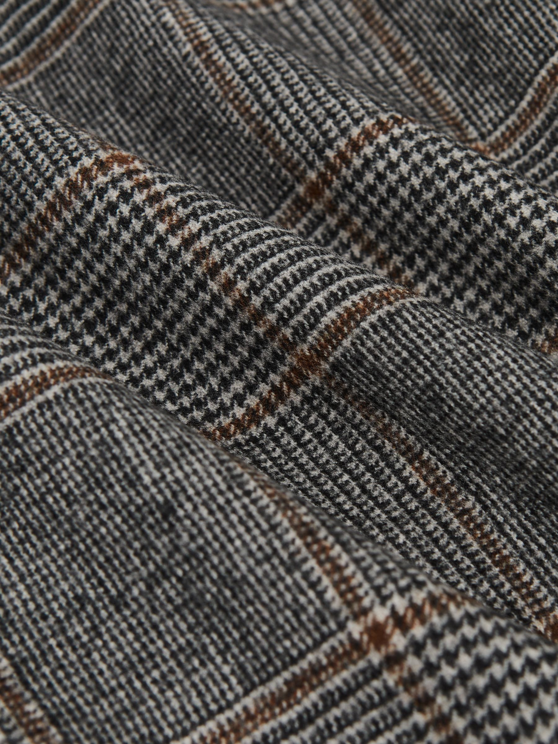 Wool Double-Breasted Check Suit Blazer Tailored-Fit in Charcoal Grey