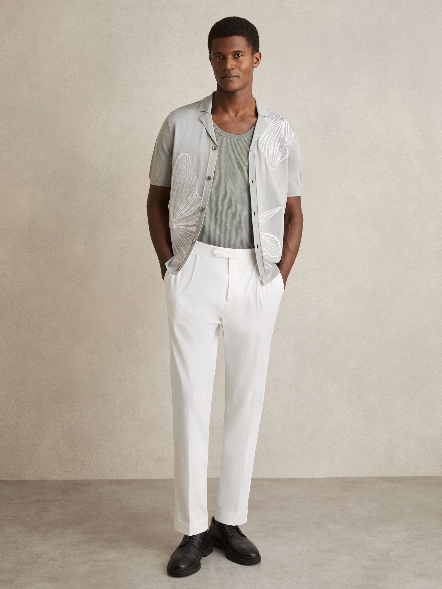 Textured Crew Neck Ribbed Vest in Sage Green