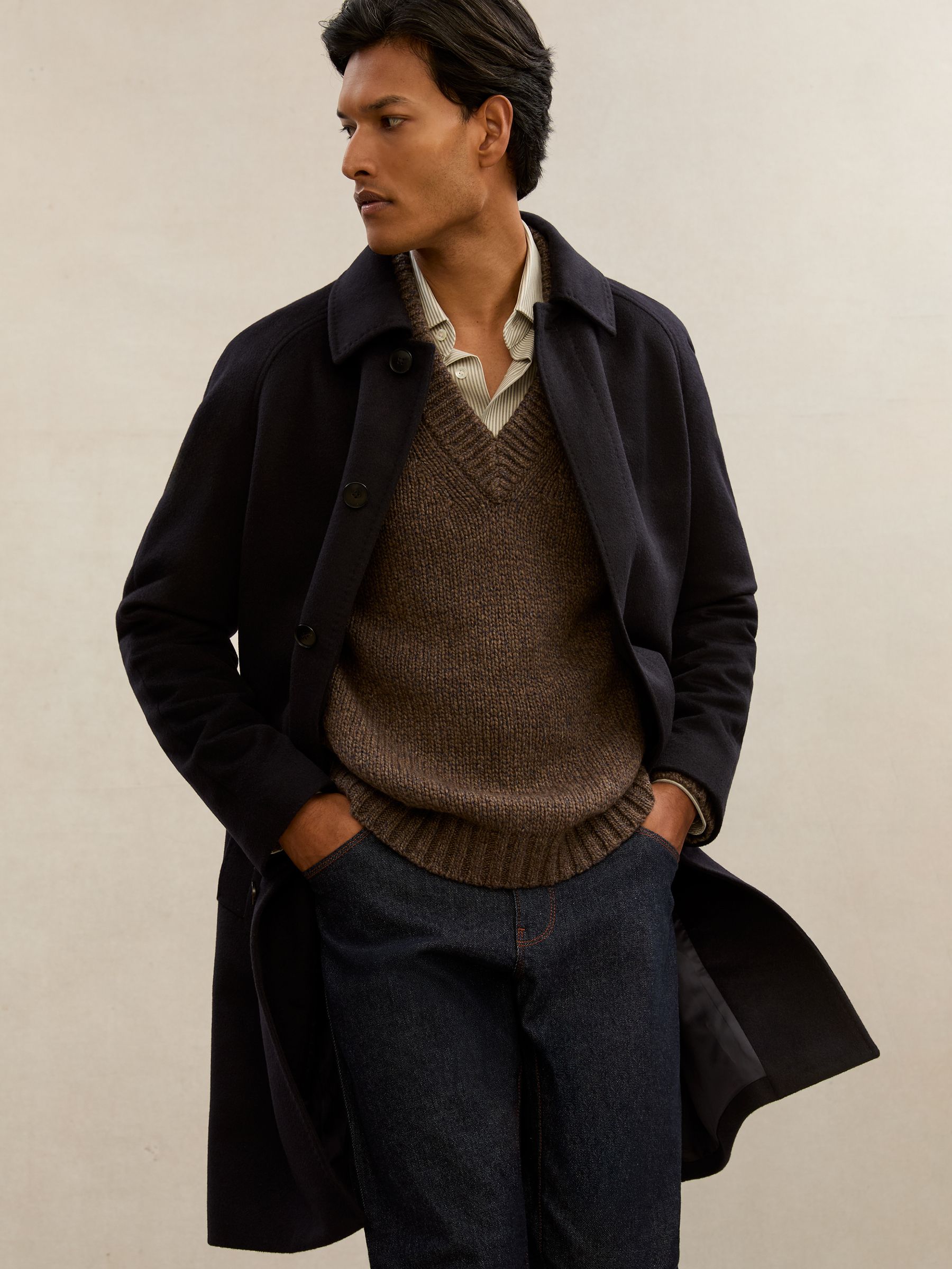 Atelier 100% Cashmere Raglan Overcoat in Navy