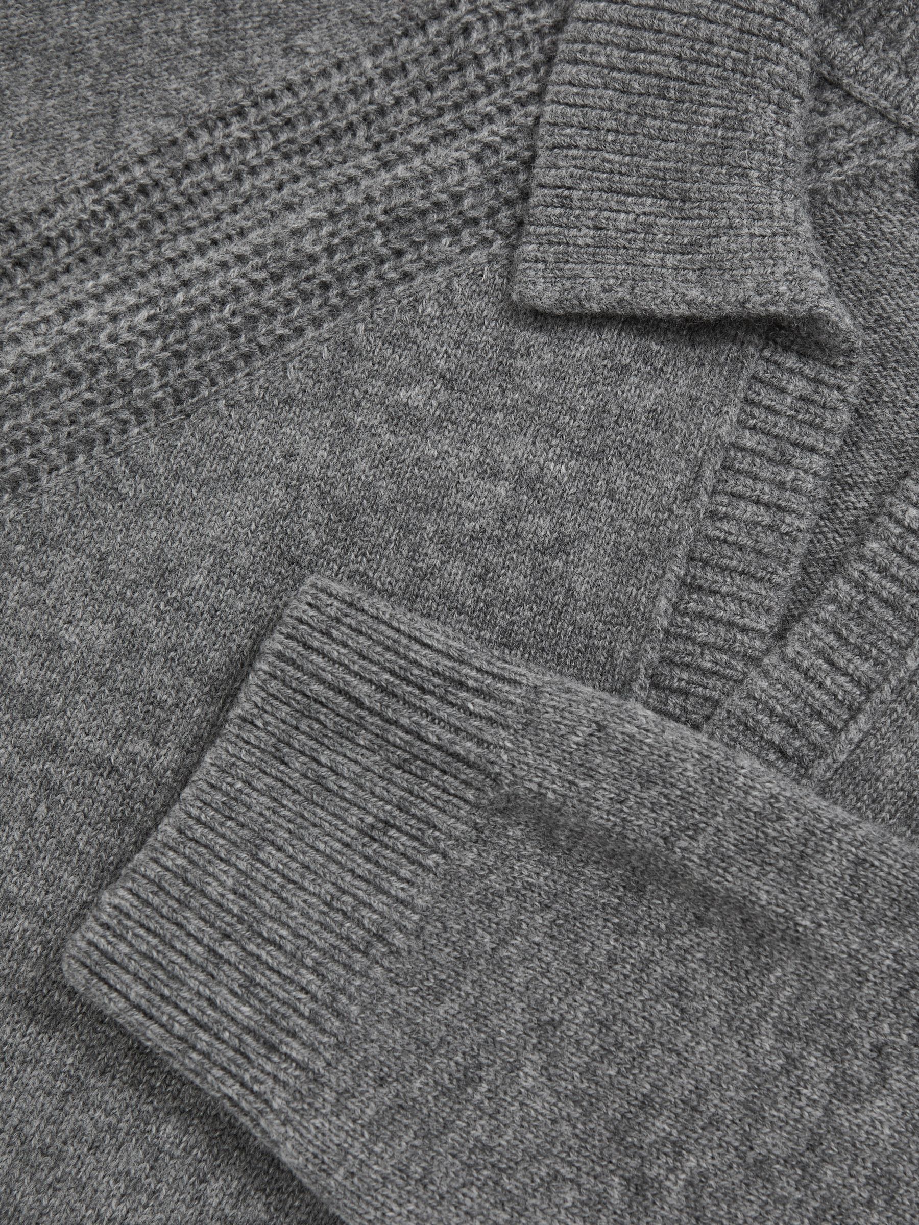 Wool-Cashmere Open-Collar Jumper in Mid Grey Melange