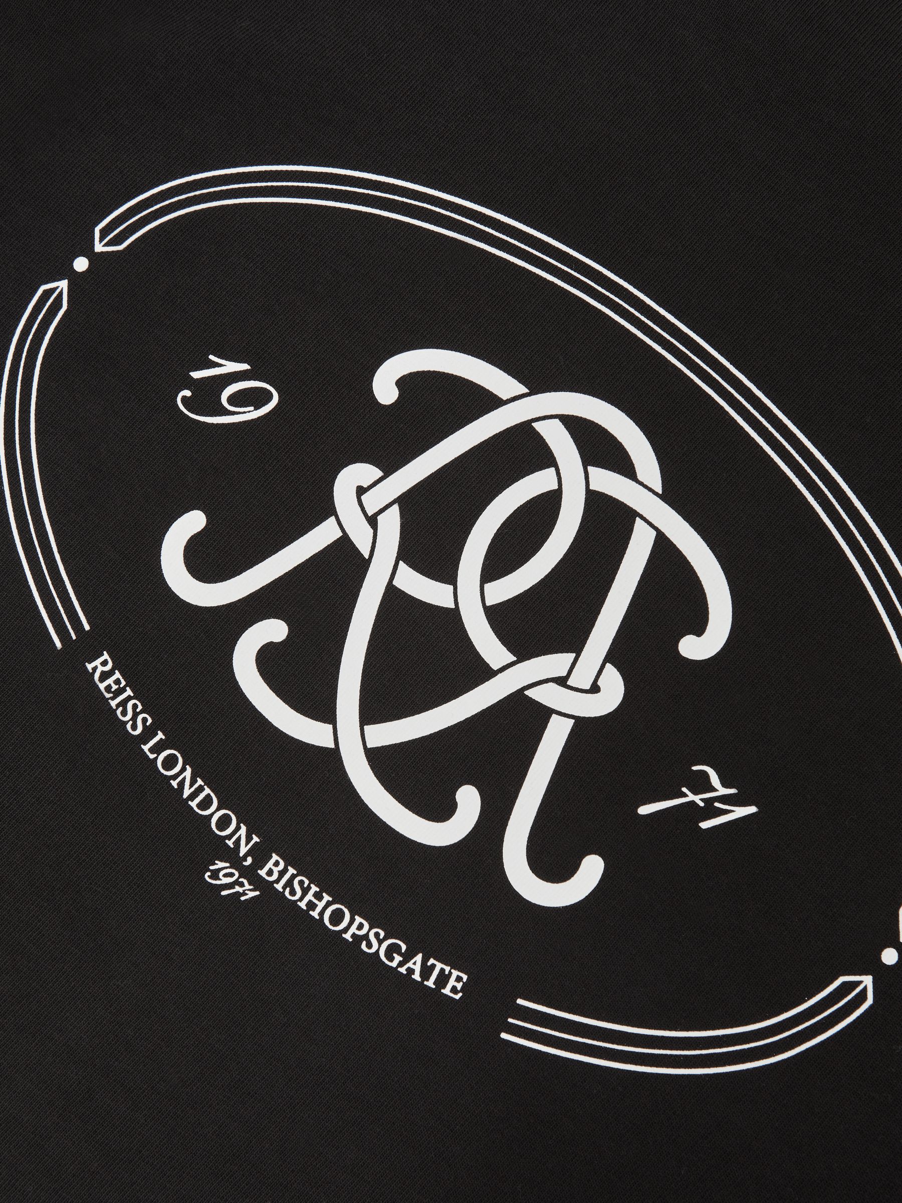 Monogram Print Cotton Oversized T-Shirt in Black