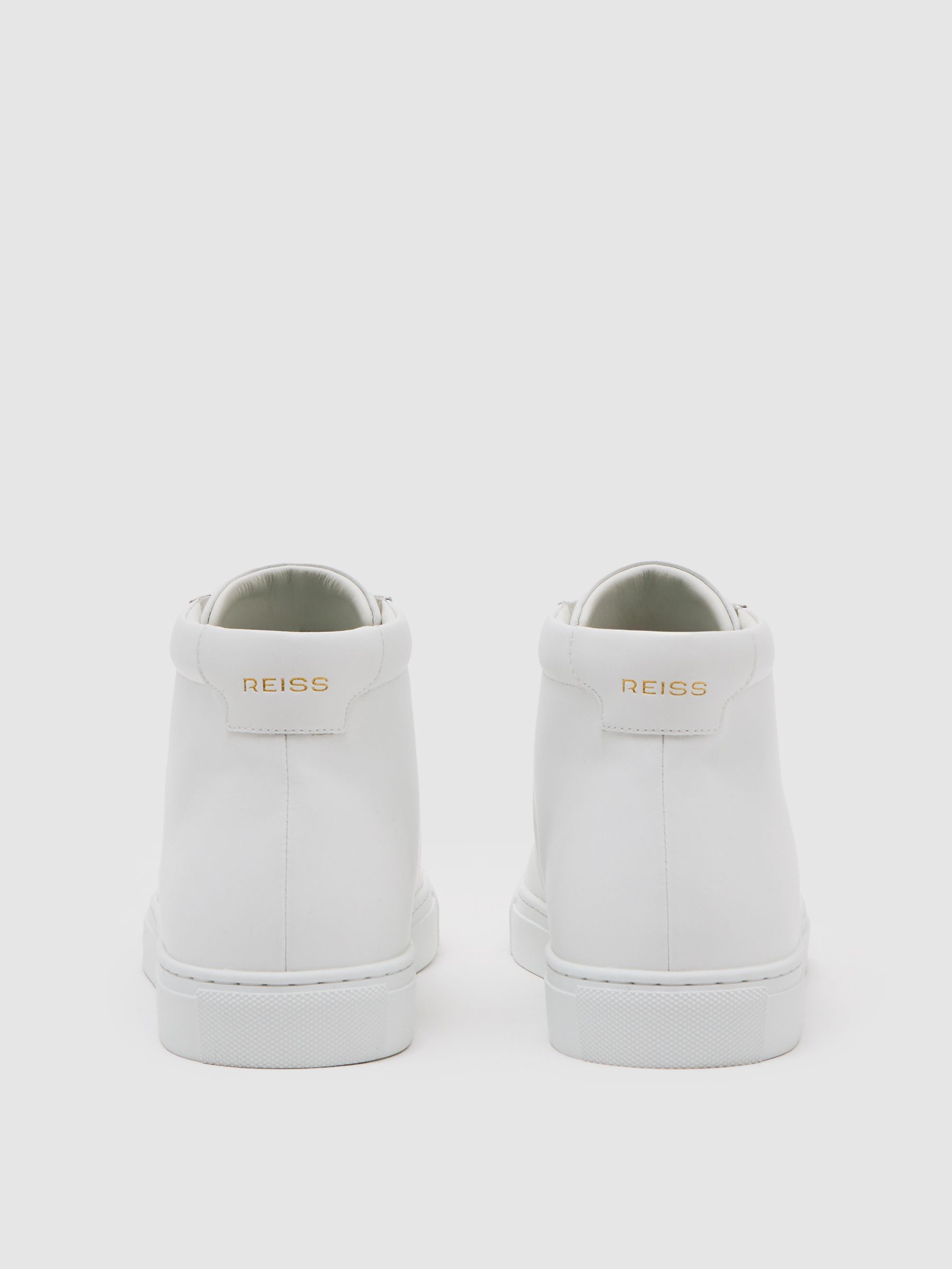 Tumbled-Leather High-Top Trainers in White