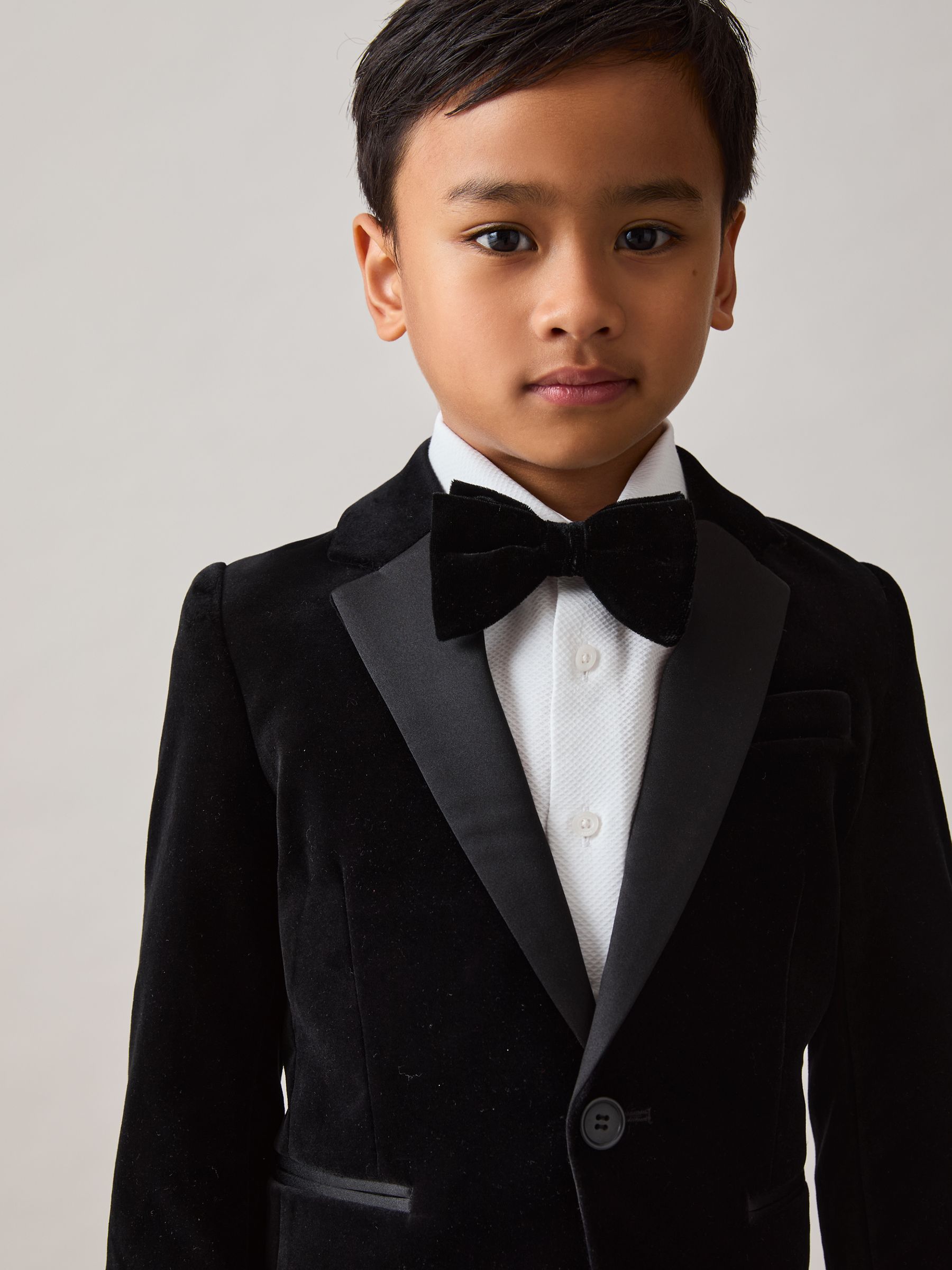 9-13 yrs Single-Breasted Velvet Blazer in Black