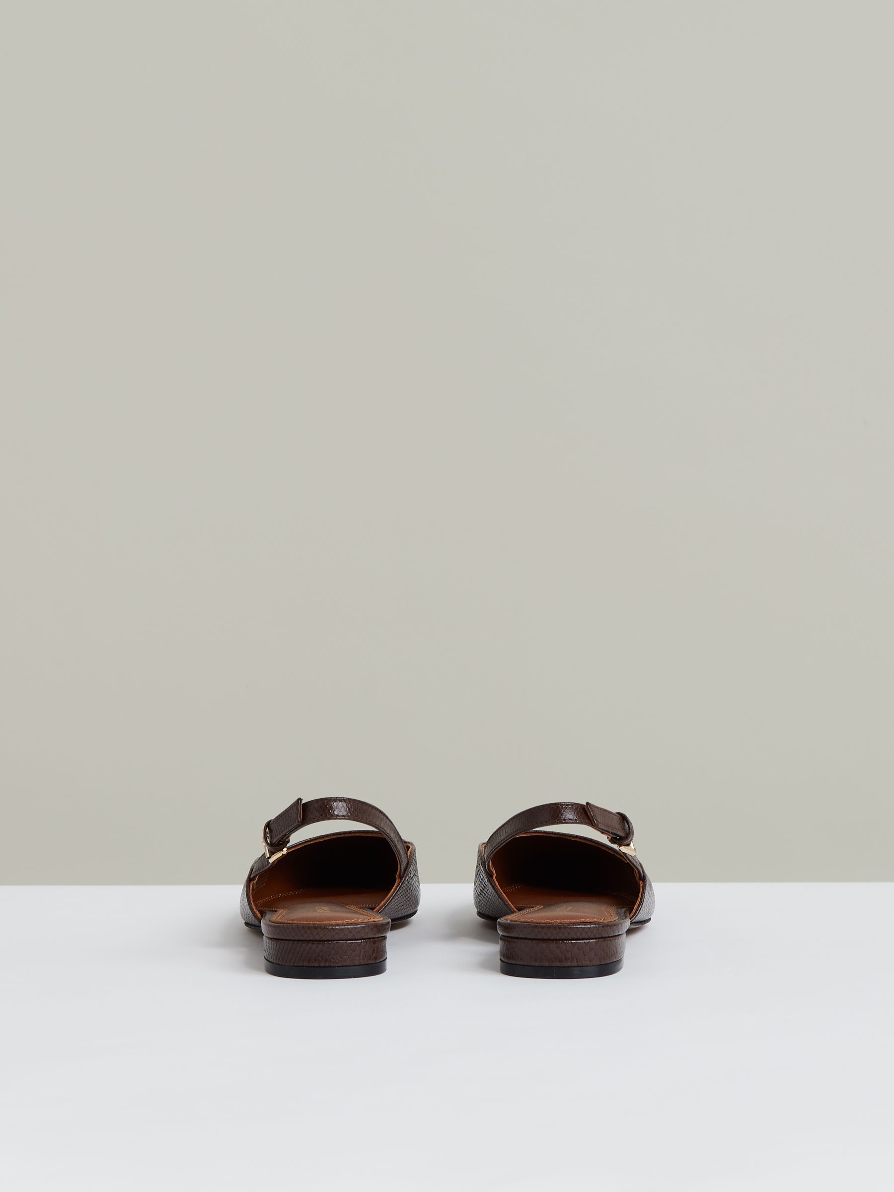 Leather Slingback Ballet Flats in Chocolate