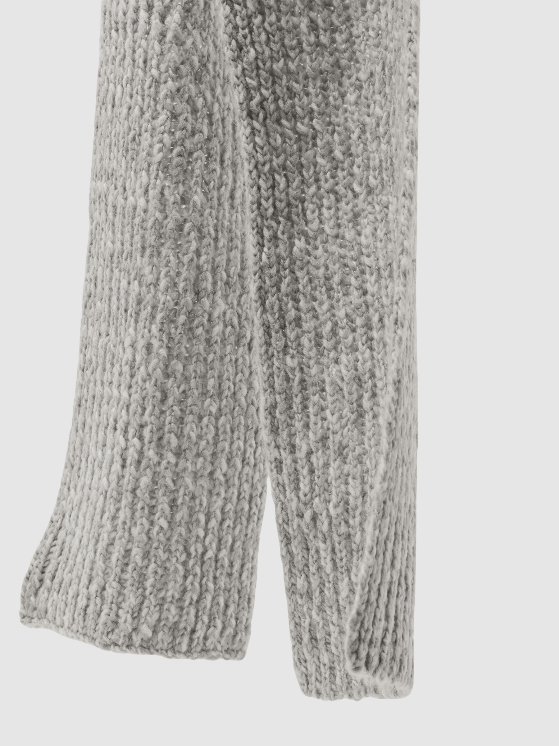 Rib-Knit Marl Scarf with Wool in Grey Marl