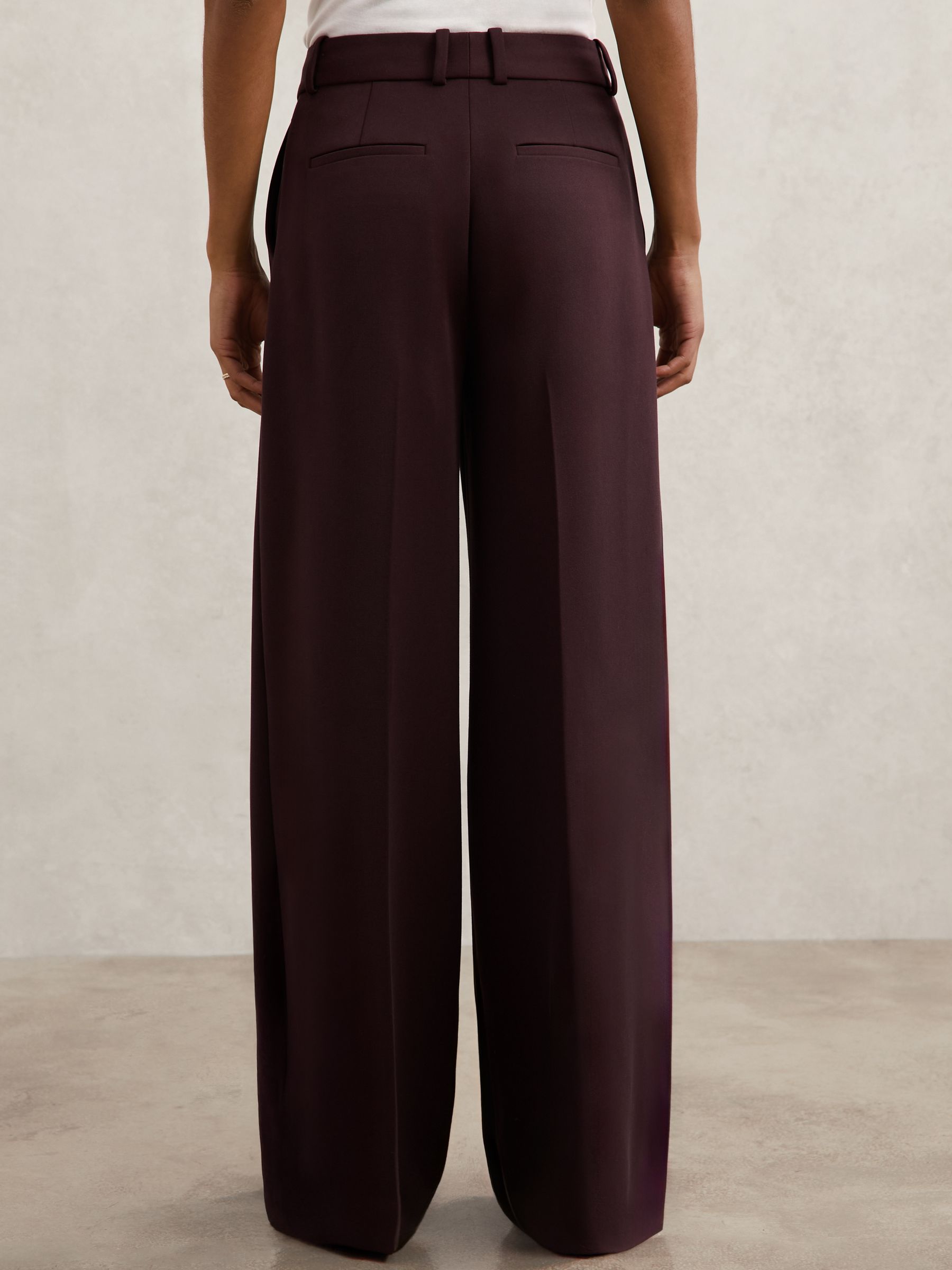 Petite Wide-Leg Suit Trousers in Berry