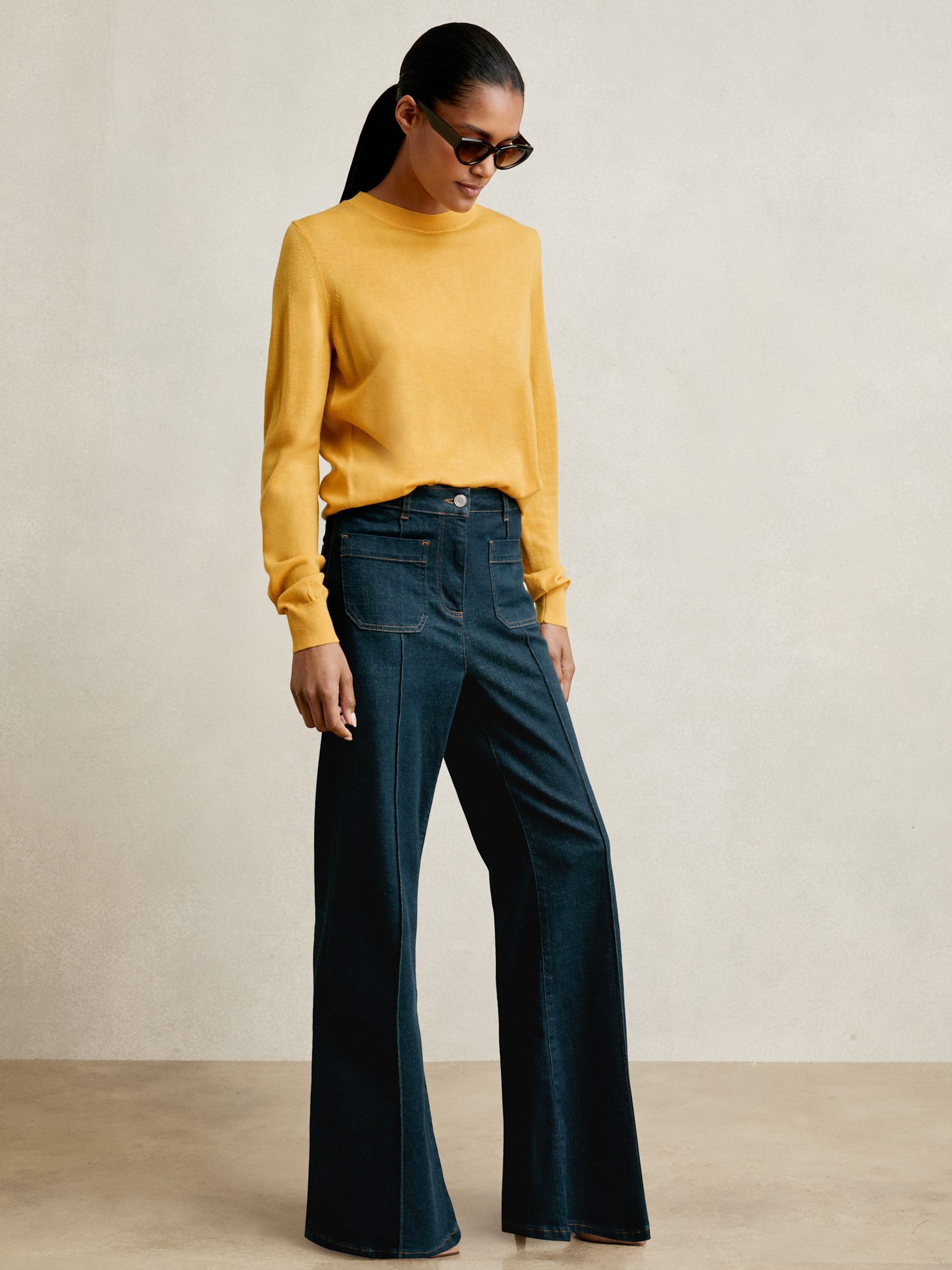 Merino Wool Crew-Neck Jumper in Yellow