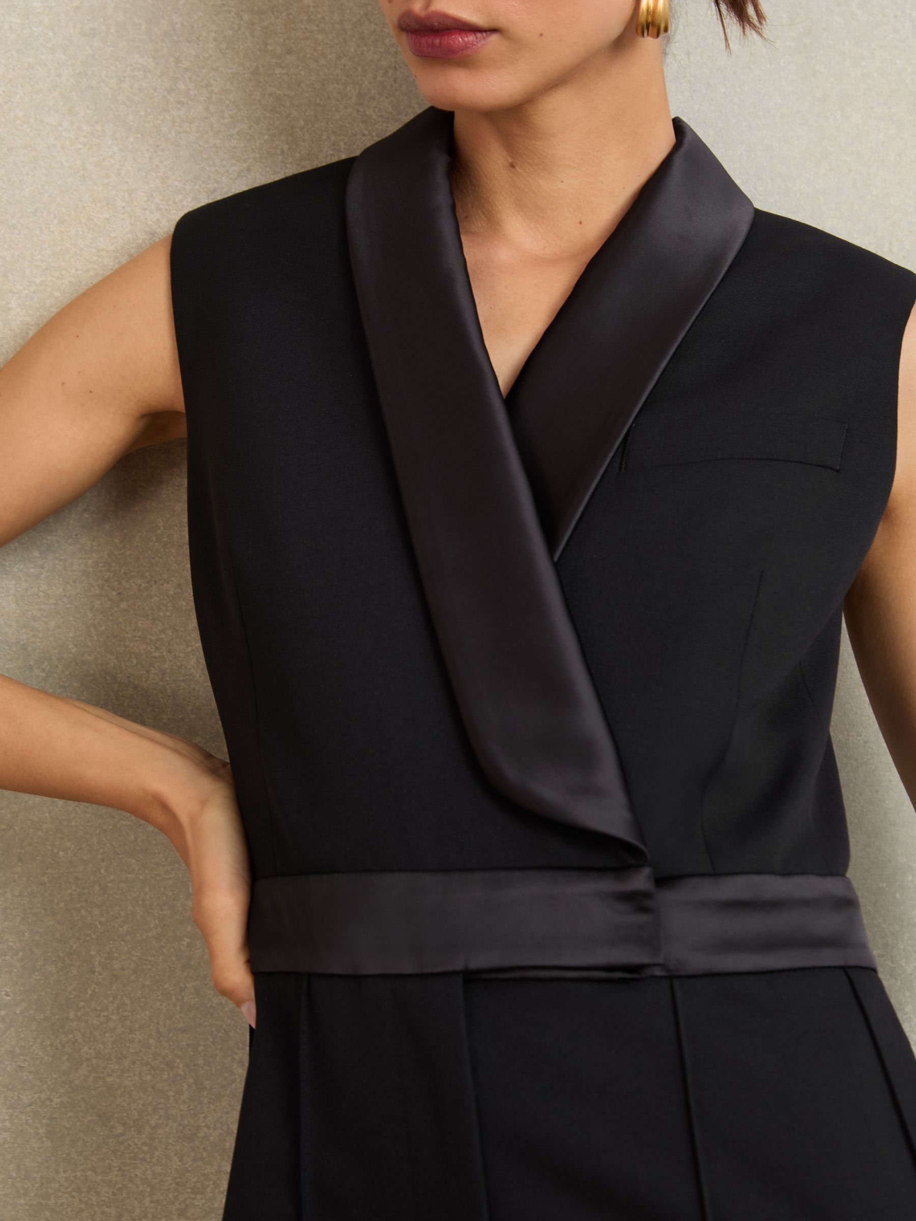 Atelier Wide-Leg Tuxedo Jumpsuit in Black