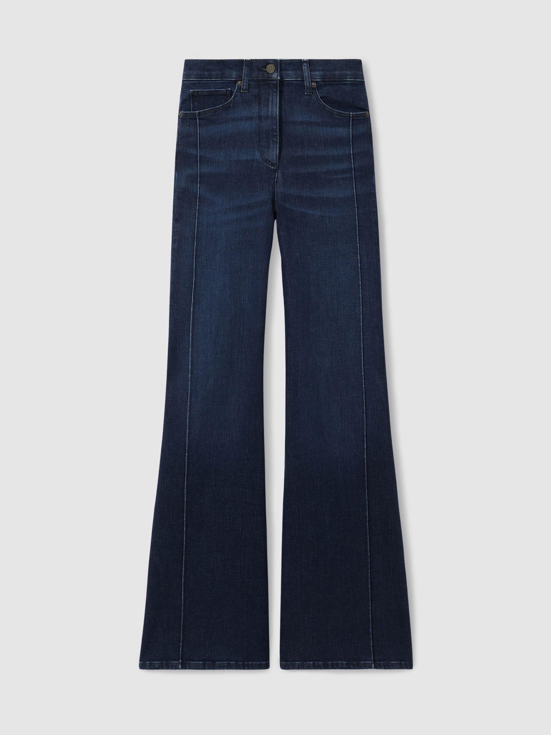 Petite Stretch-Cotton Wide-Leg Jeans in Dark Blue