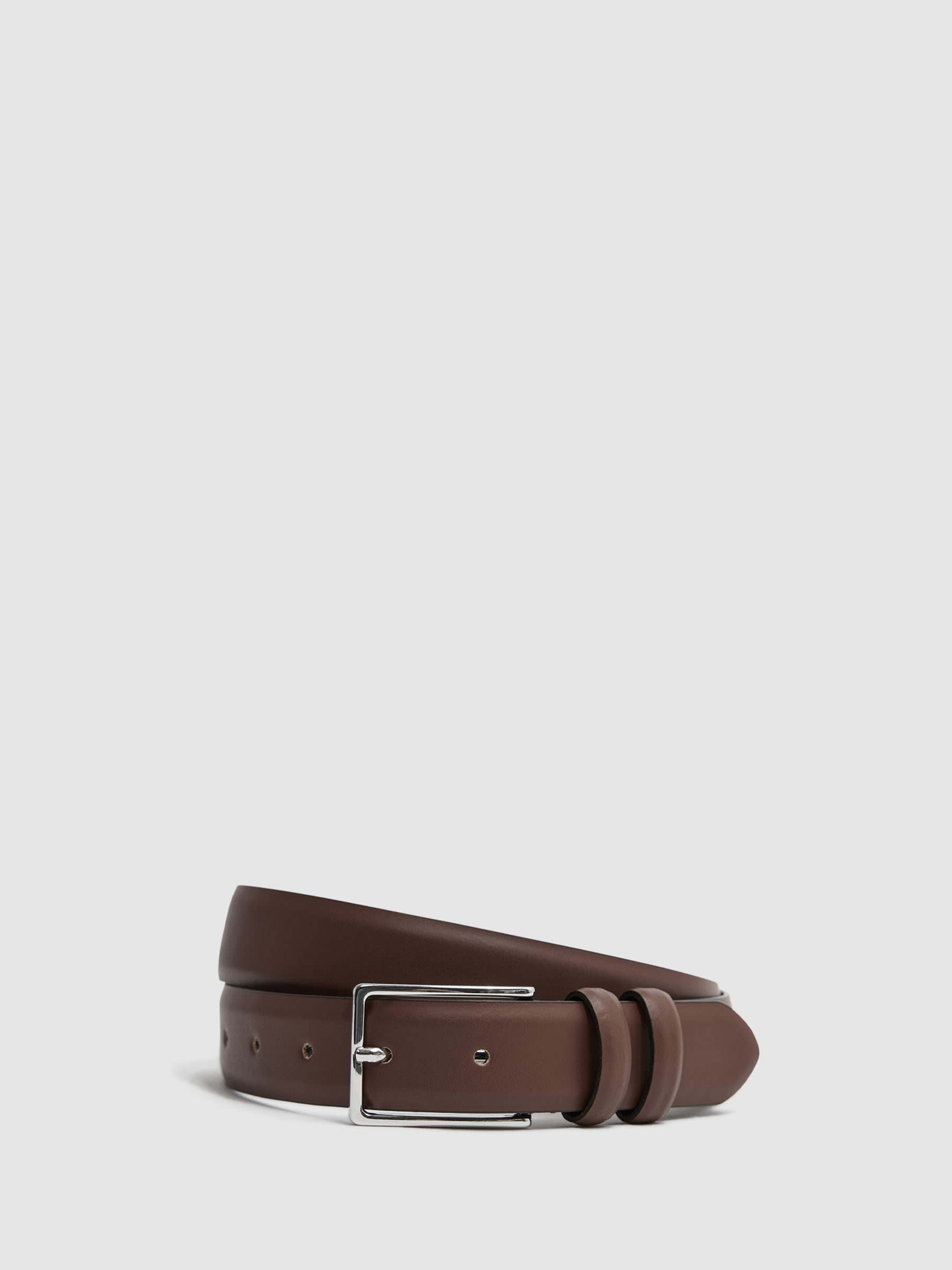 Smooth Leather Belt in Chocolate