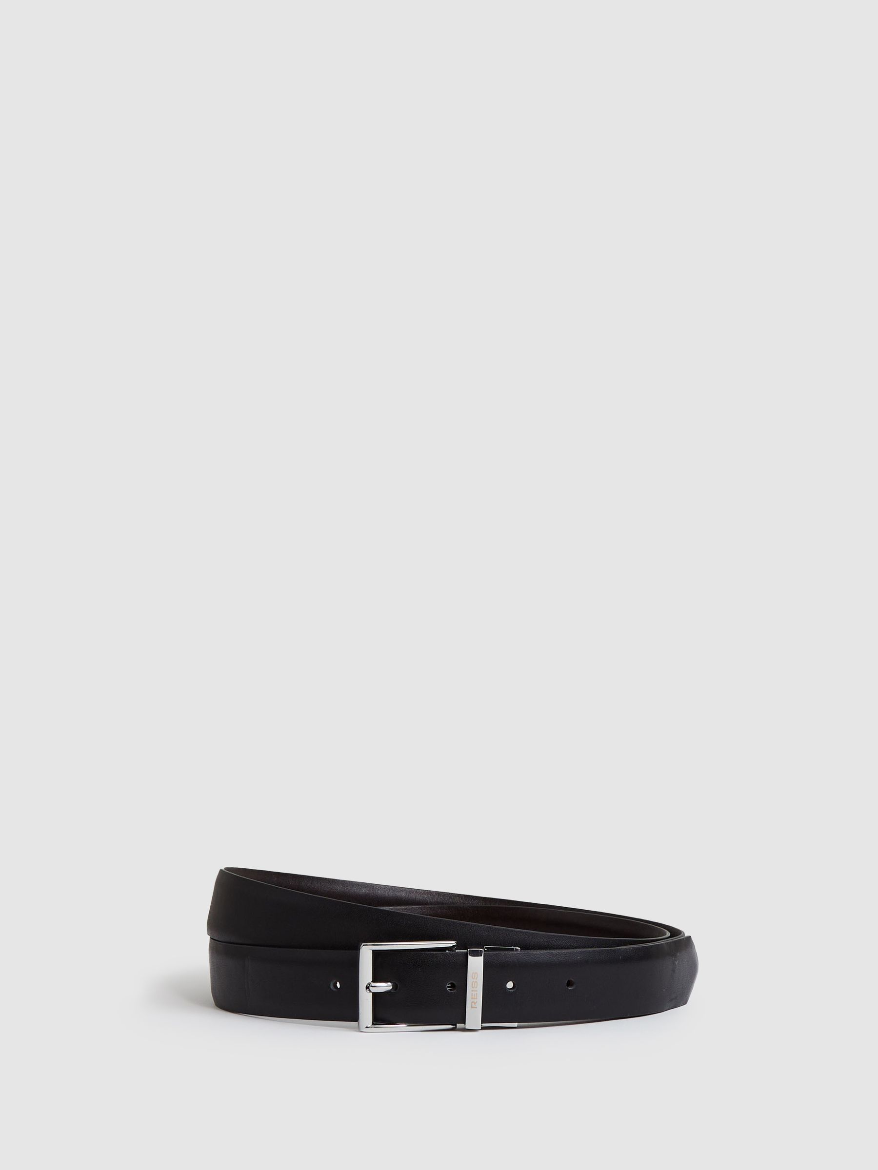 Reversible Leather Belt with Interchangeable Buckle in Black/Brown