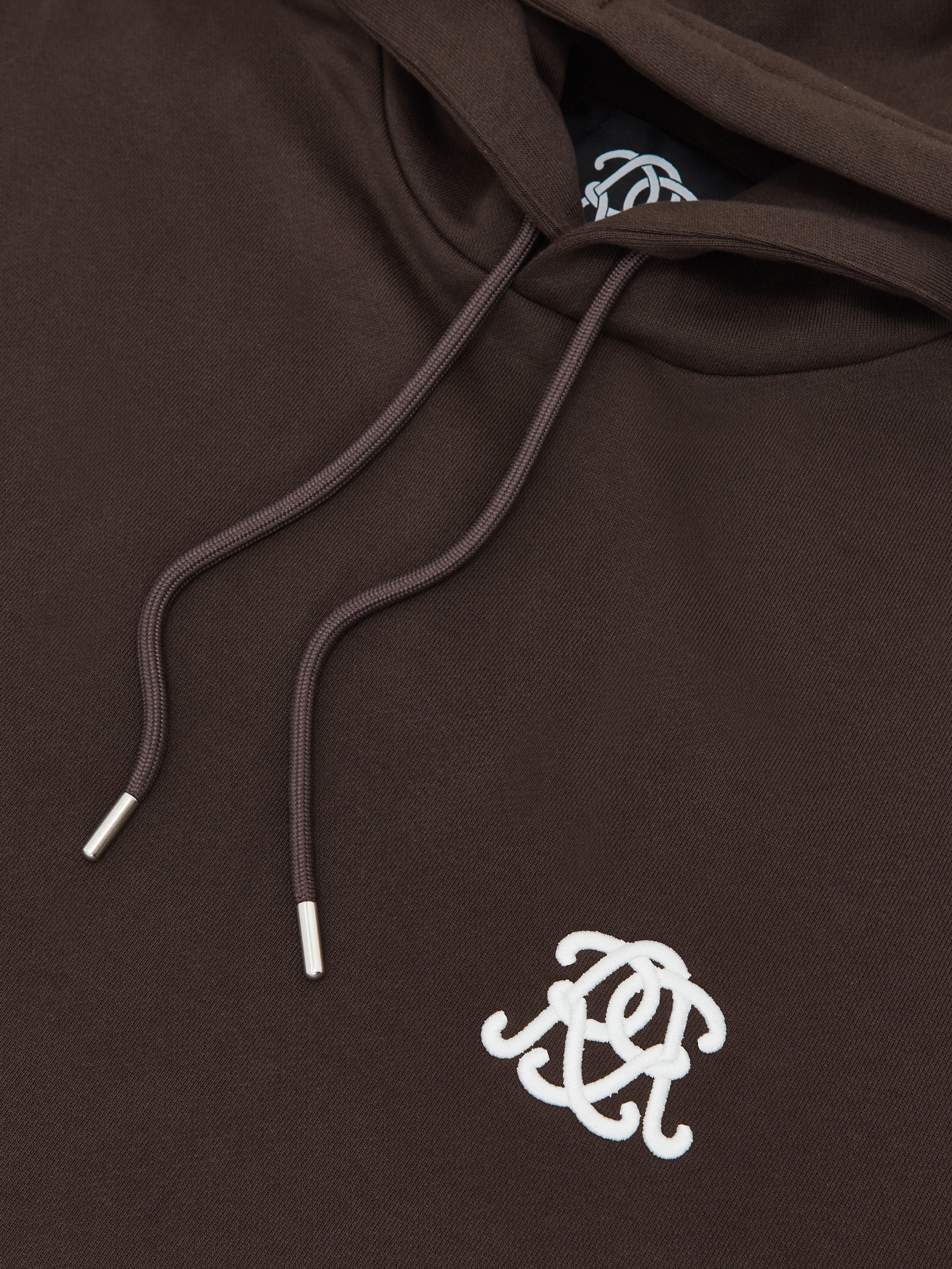 Monogram Cotton Oversized Hoodie in Brown