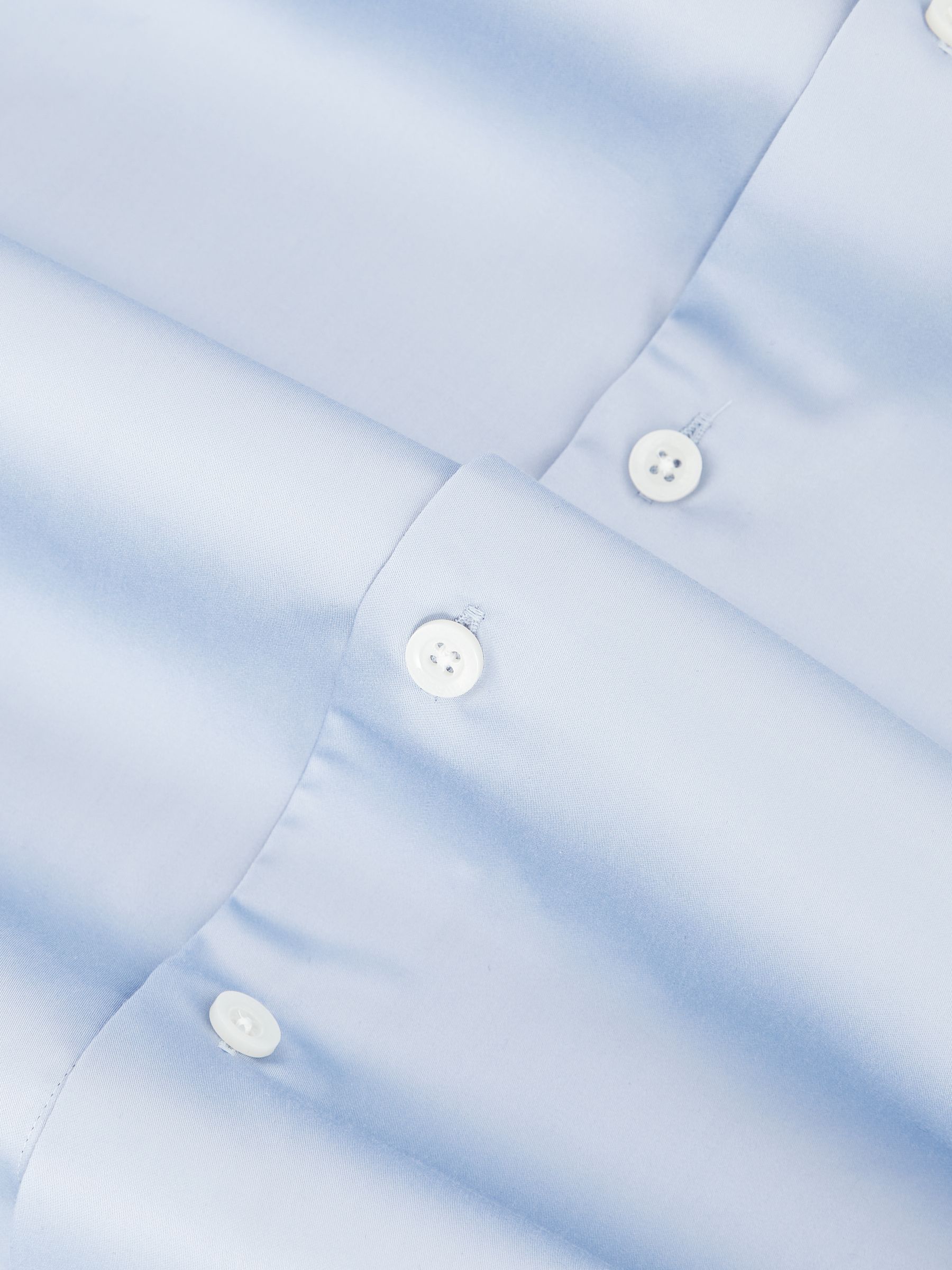 Regular Fit Cotton-Satin Regular-Fit Stripe Shirt in Mid Blue