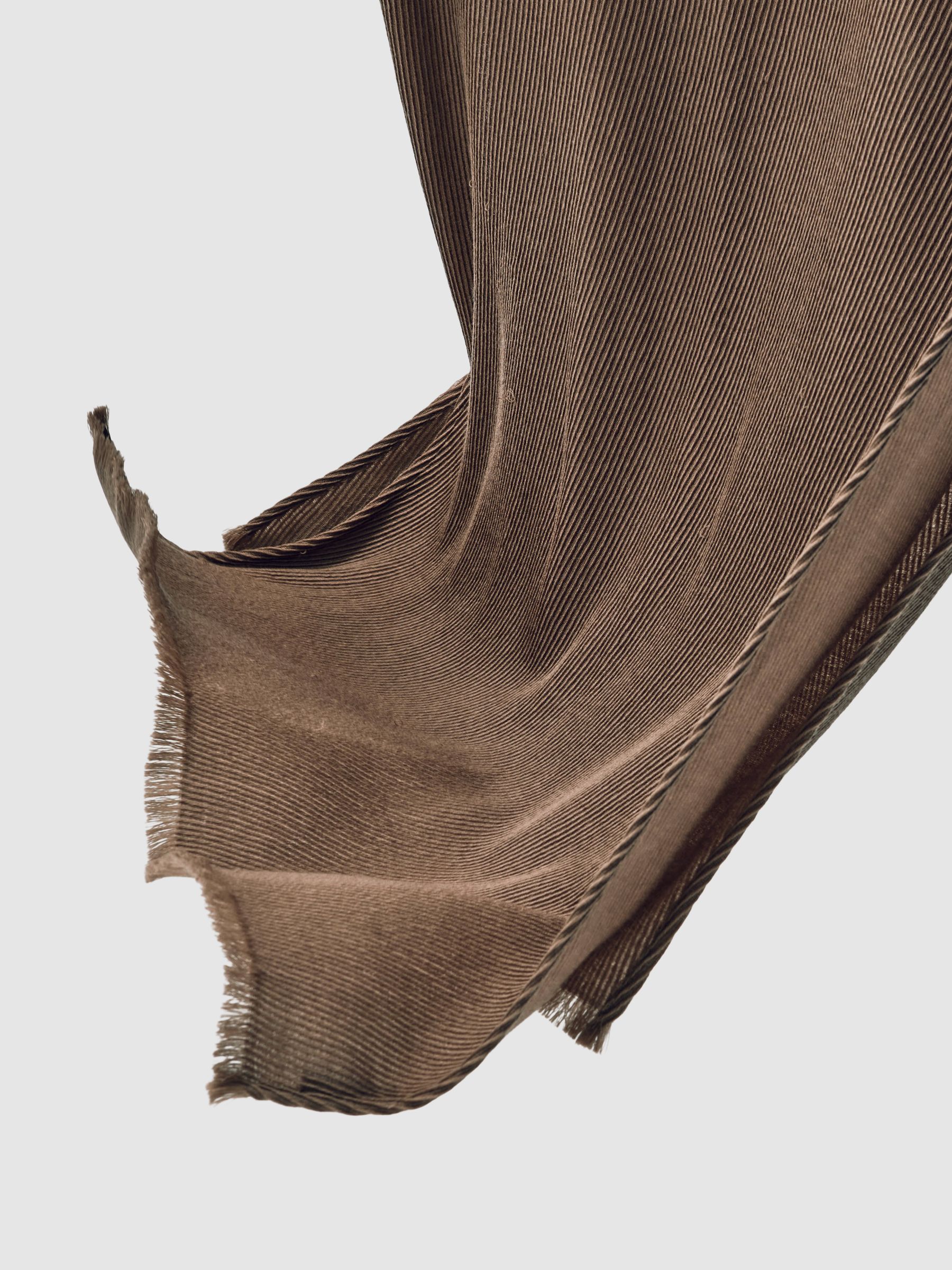 Wool Pleated Scarf in Taupe