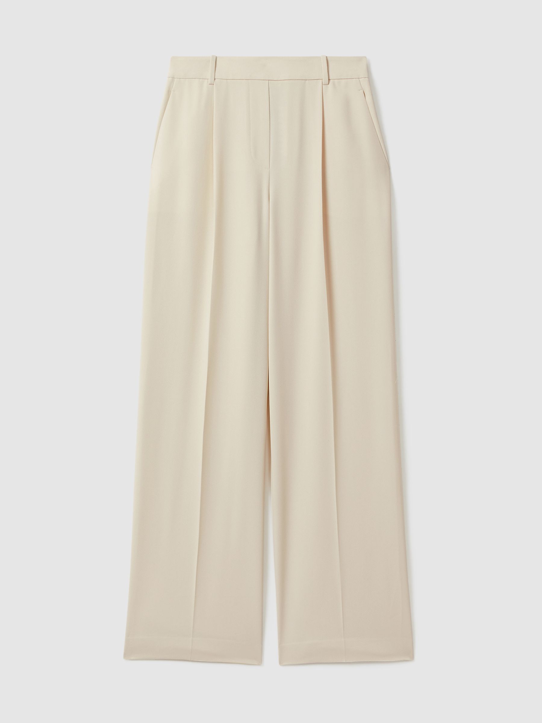 Elasticated-Waist Wide-Leg Twill Trousers in Cream