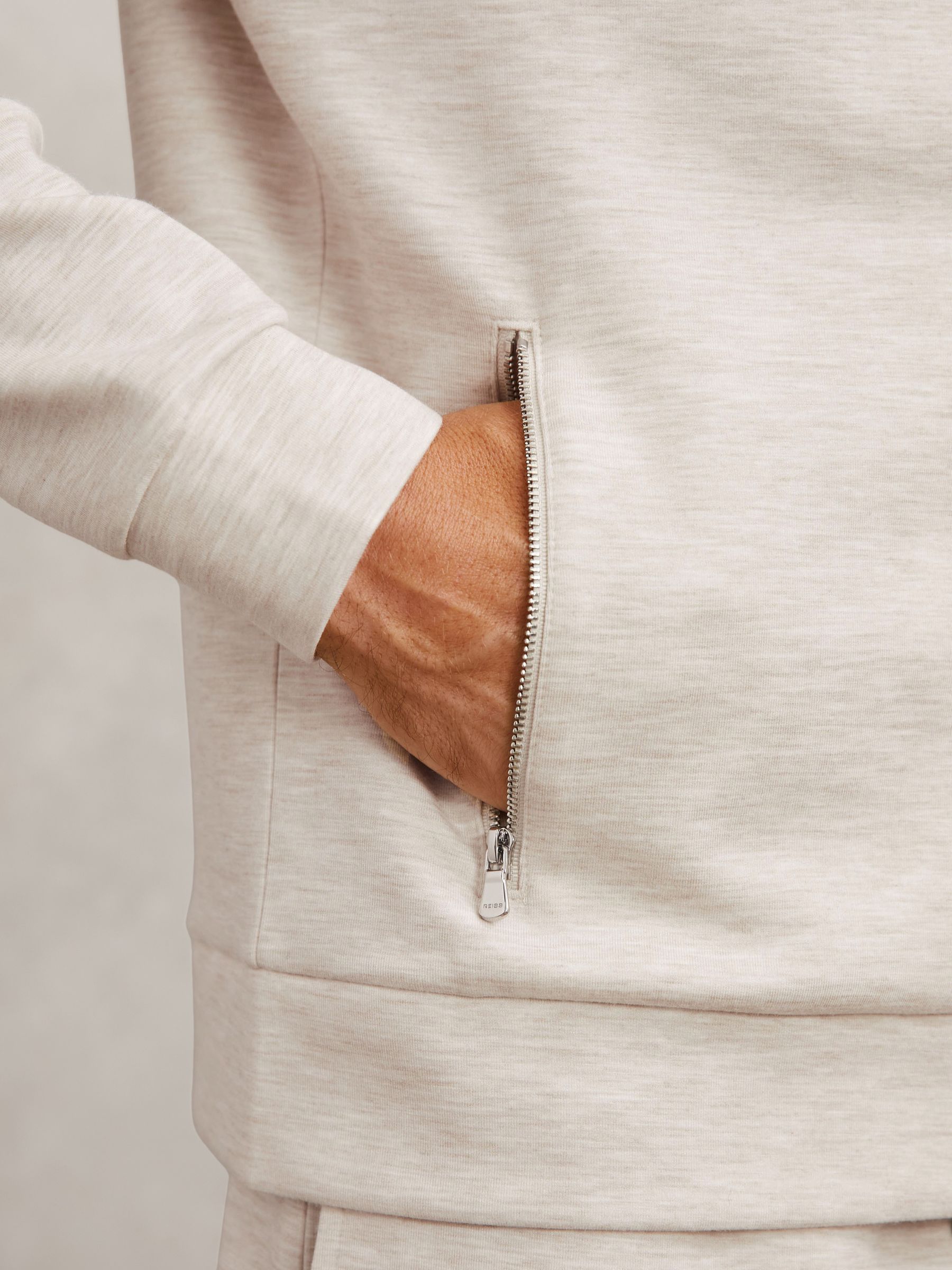 Double-Faced Jersey Zip Sweatshirt in Oatmeal