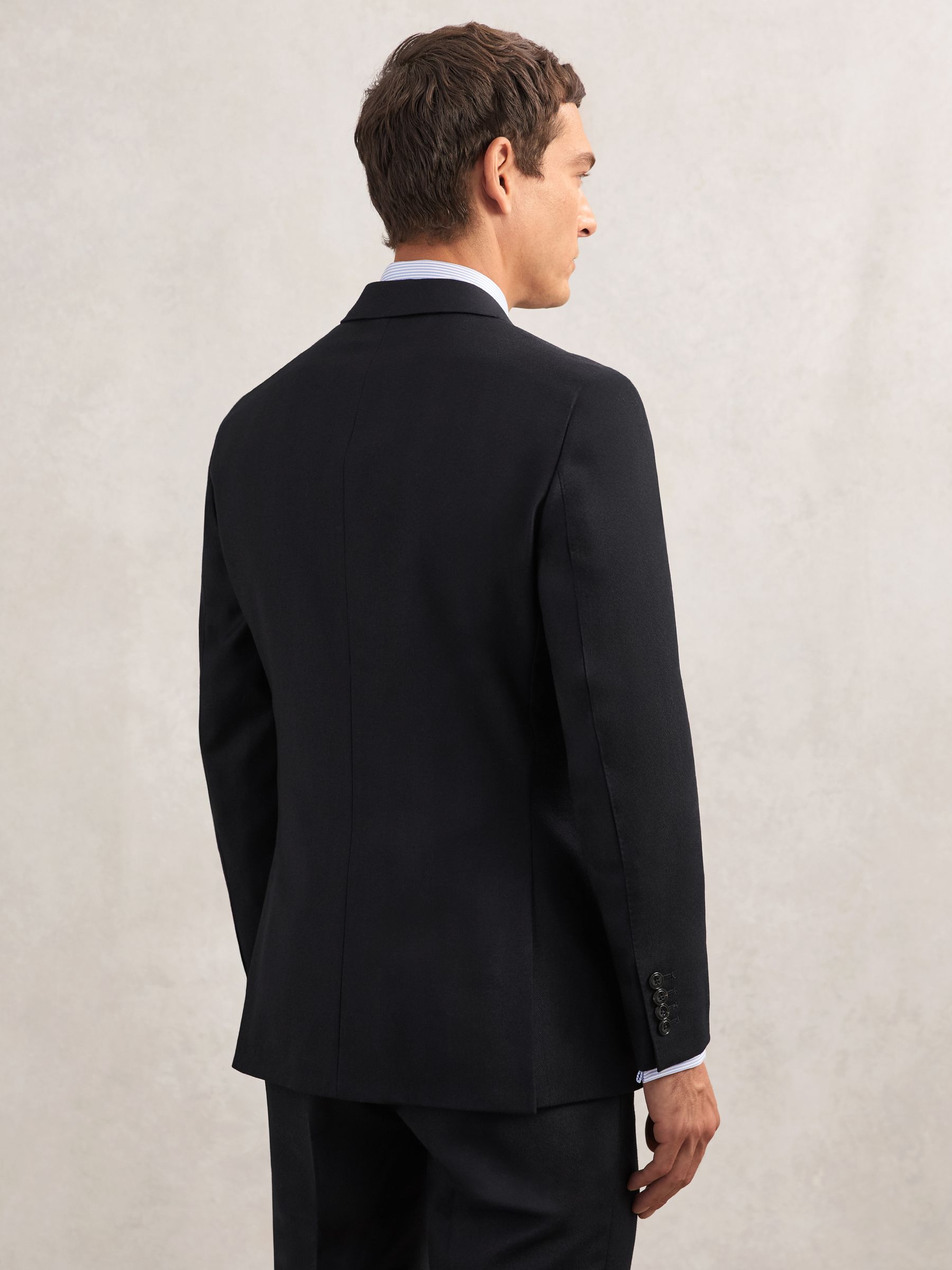 Wool-Flannel Double-Breasted Blazer Tailored-Fit in Navy