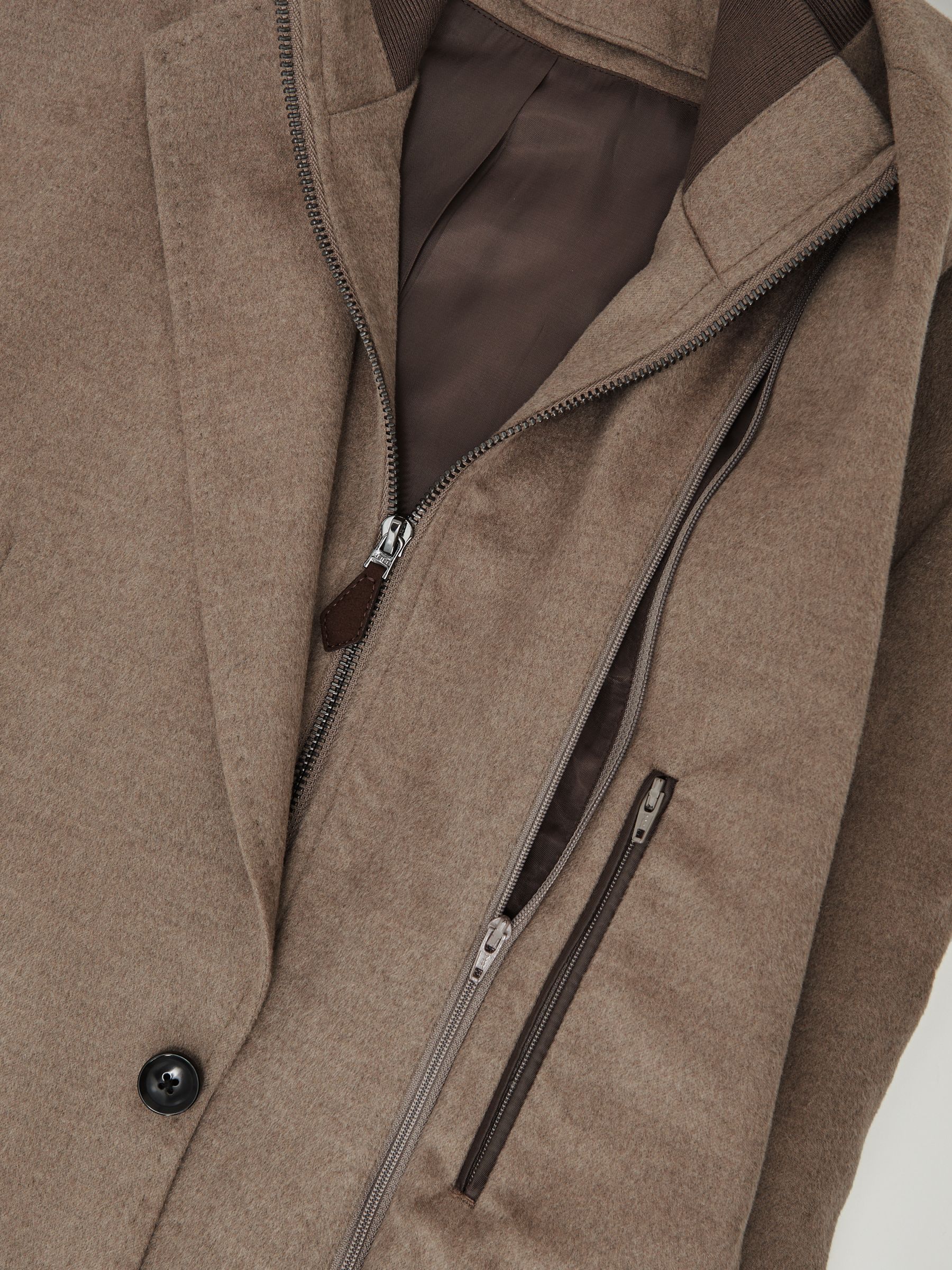 Single-Breasted Blazer With Gilet Insert Tailored-Fit in Mocha Brown