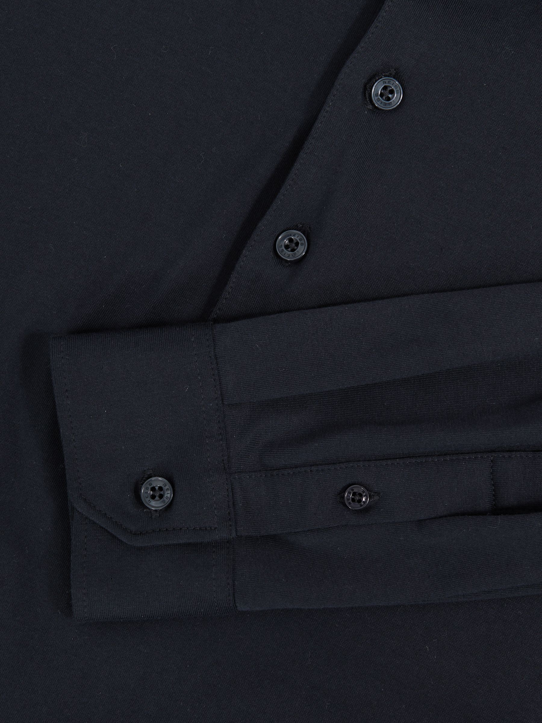 Cotton-Jersey Long Sleeve Polo Shirt in Navy