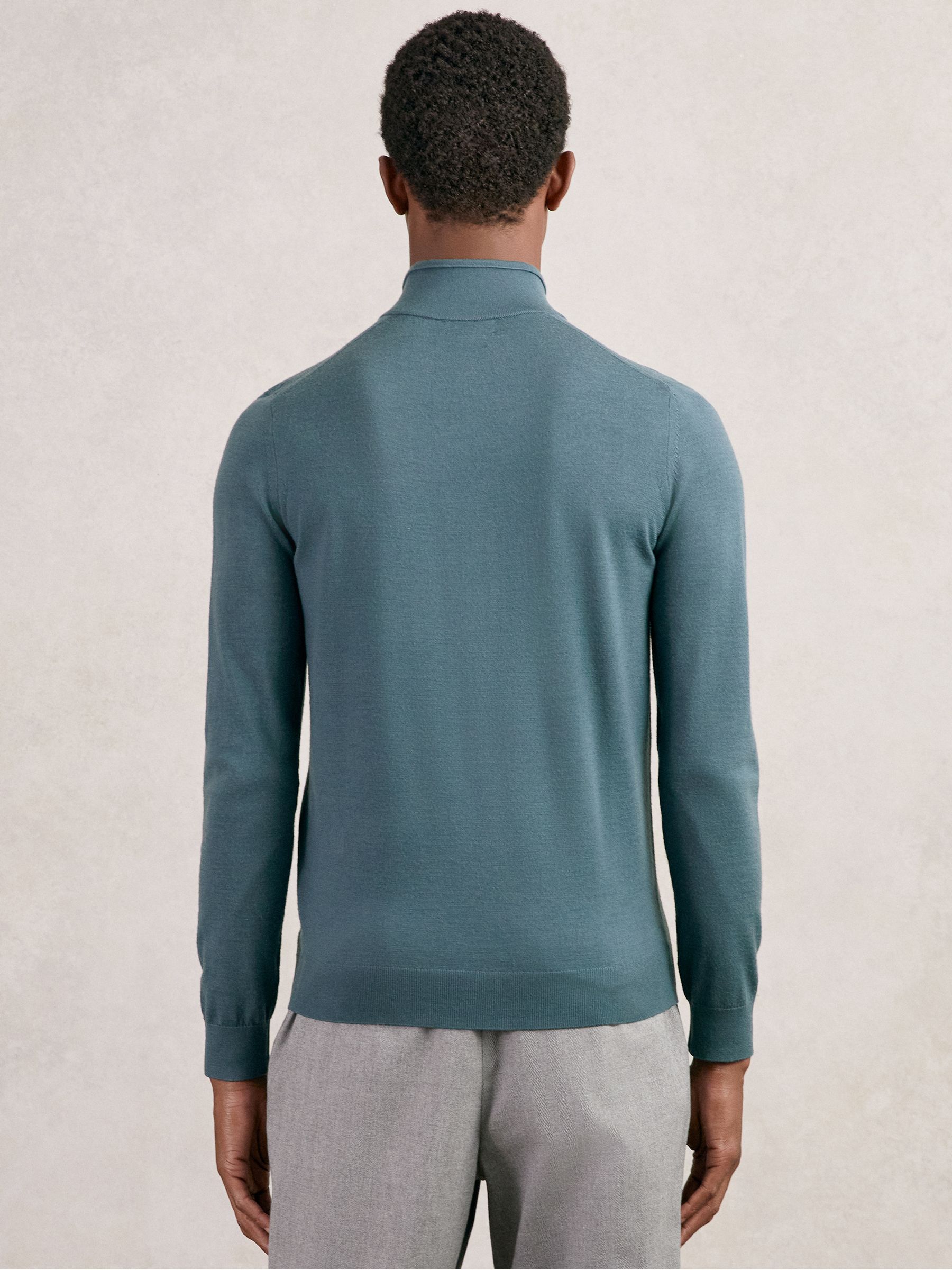 Merino Wool Half Zip Jumper in Orion Blue