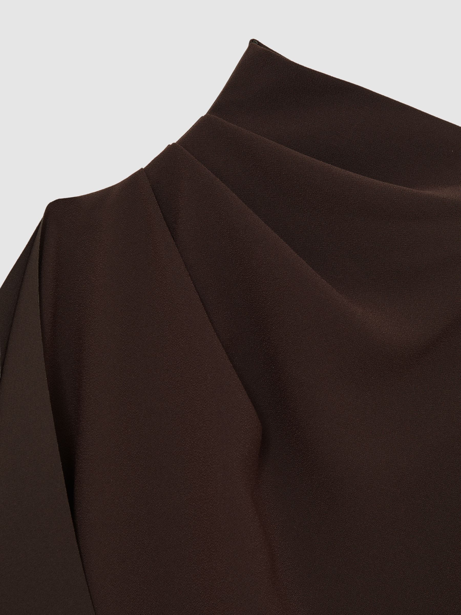 One-Shoulder Draped Mini Dress in Chocolate Brown