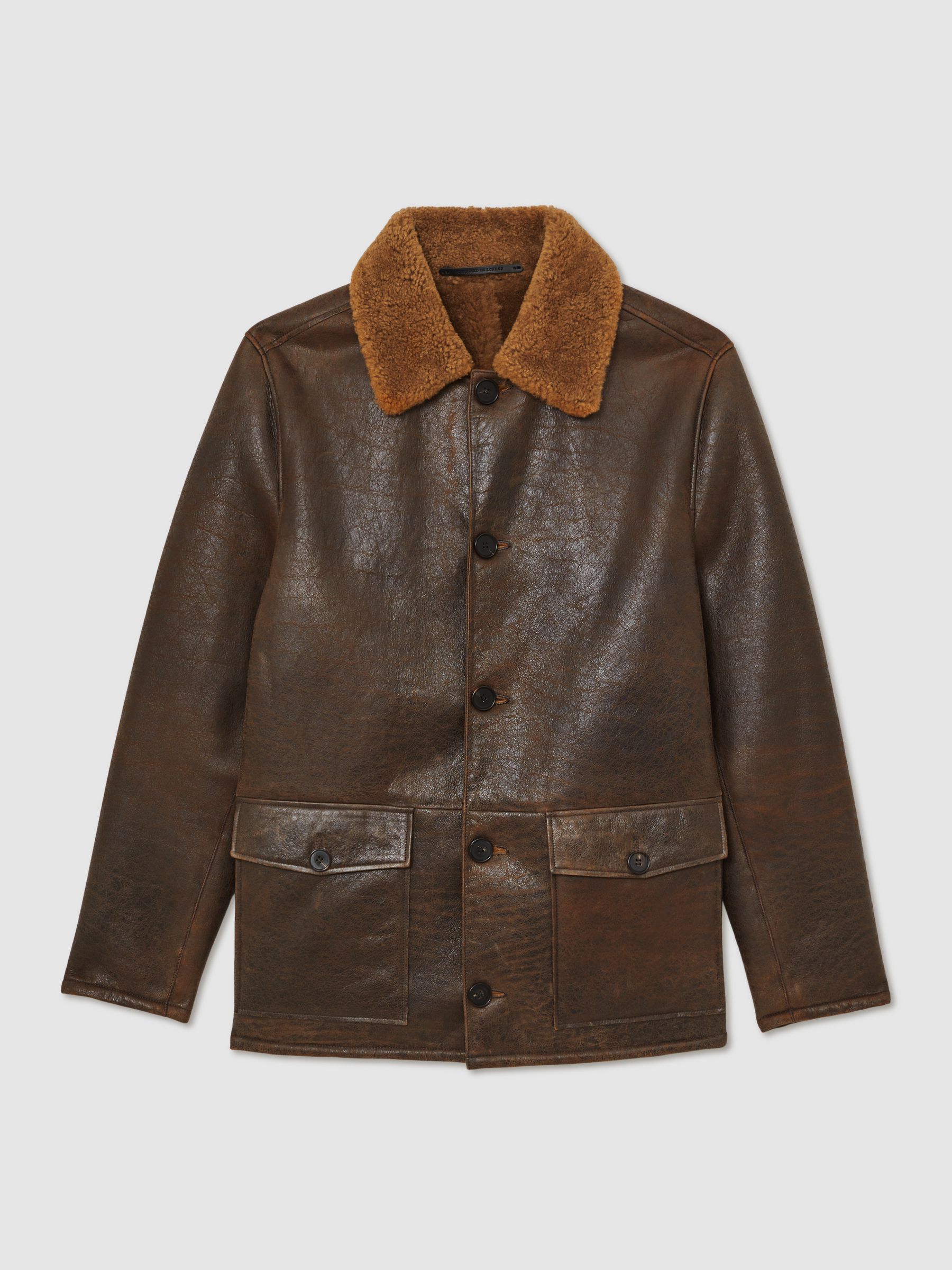 Atelier Shearling Leather Jacket in Brown