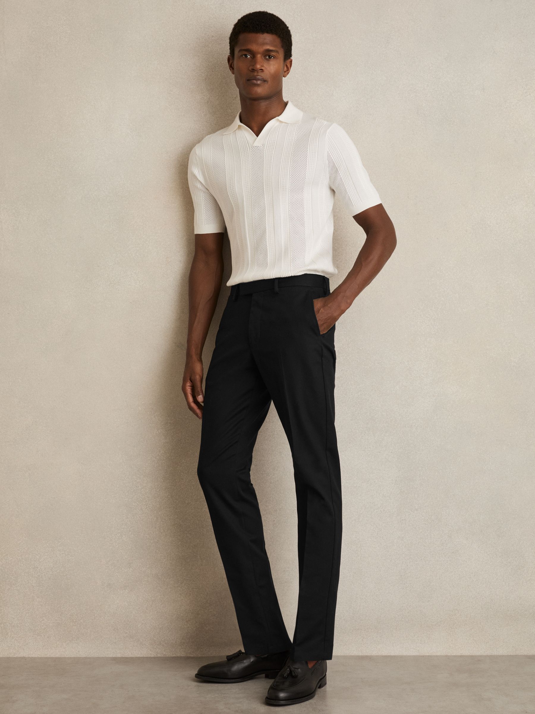 Slim Fit Cotton Blend Chinos in Black