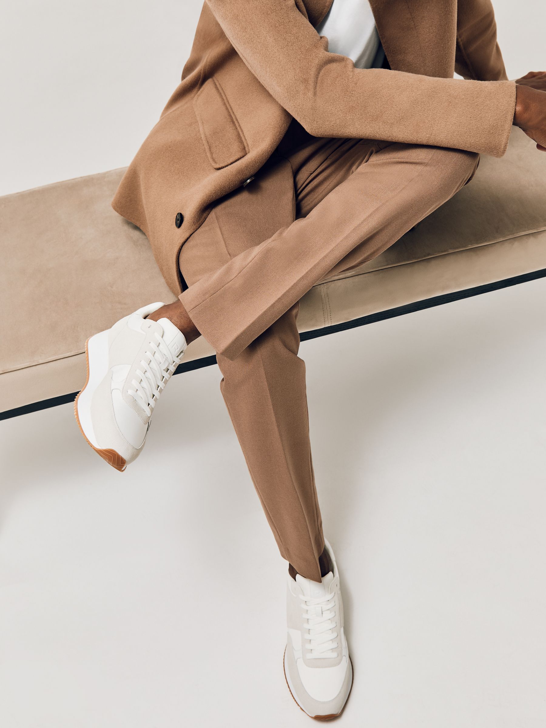 Suede Lace-Up Running Trainers in Graphite Grey