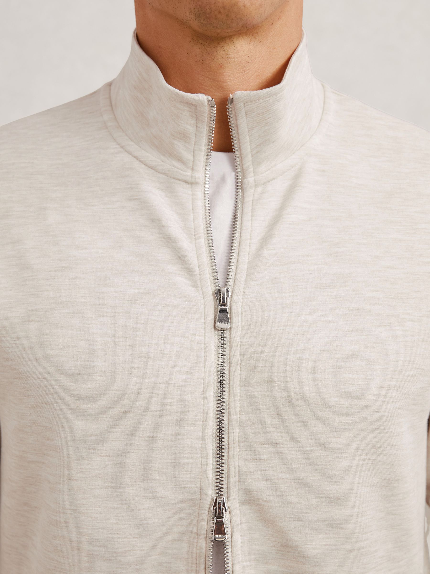 Double-Faced Jersey Zip Sweatshirt in Oatmeal