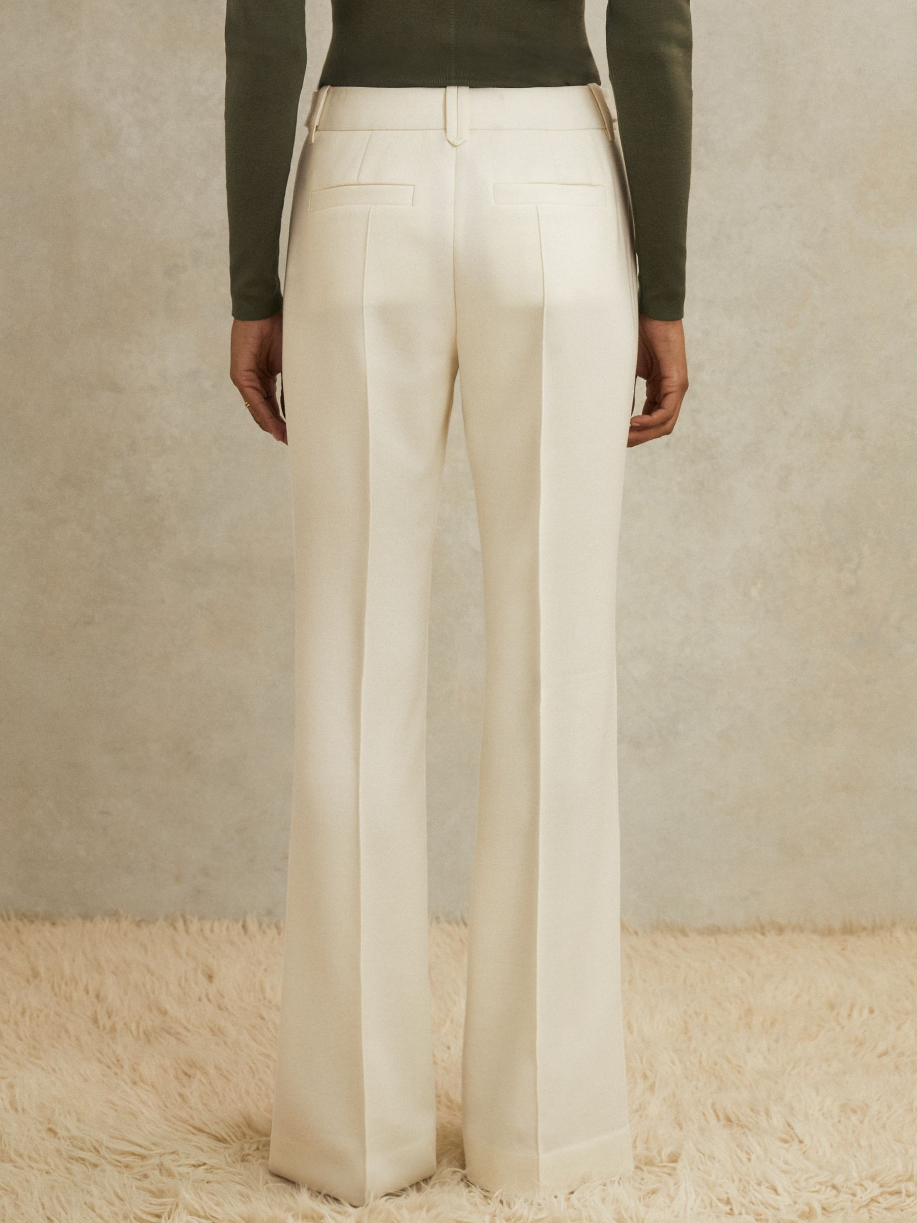 Atelier Wool Stud Flared Trousers in White