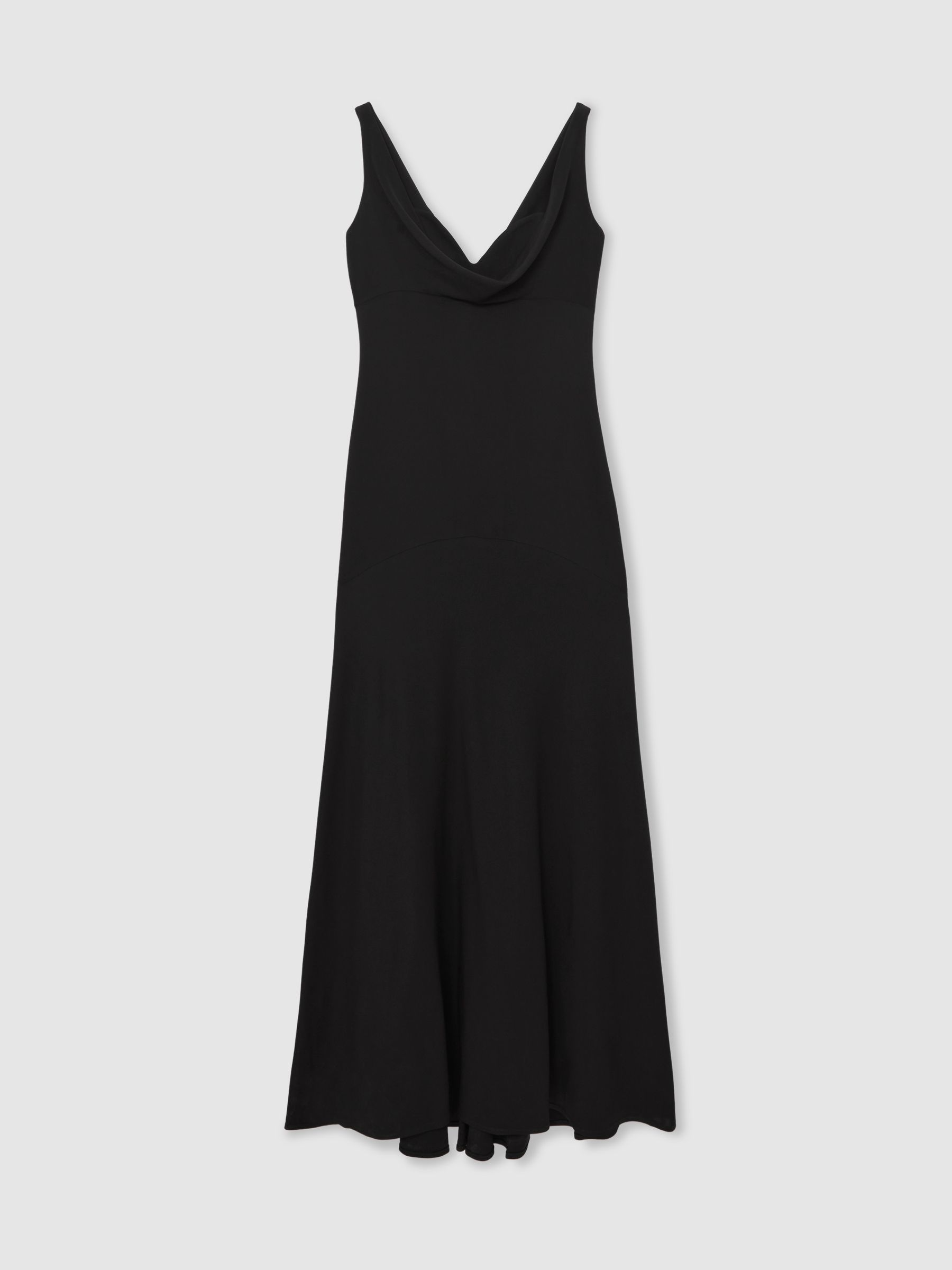 Cowl-Neck Sleeveless Maxi Dress in Black