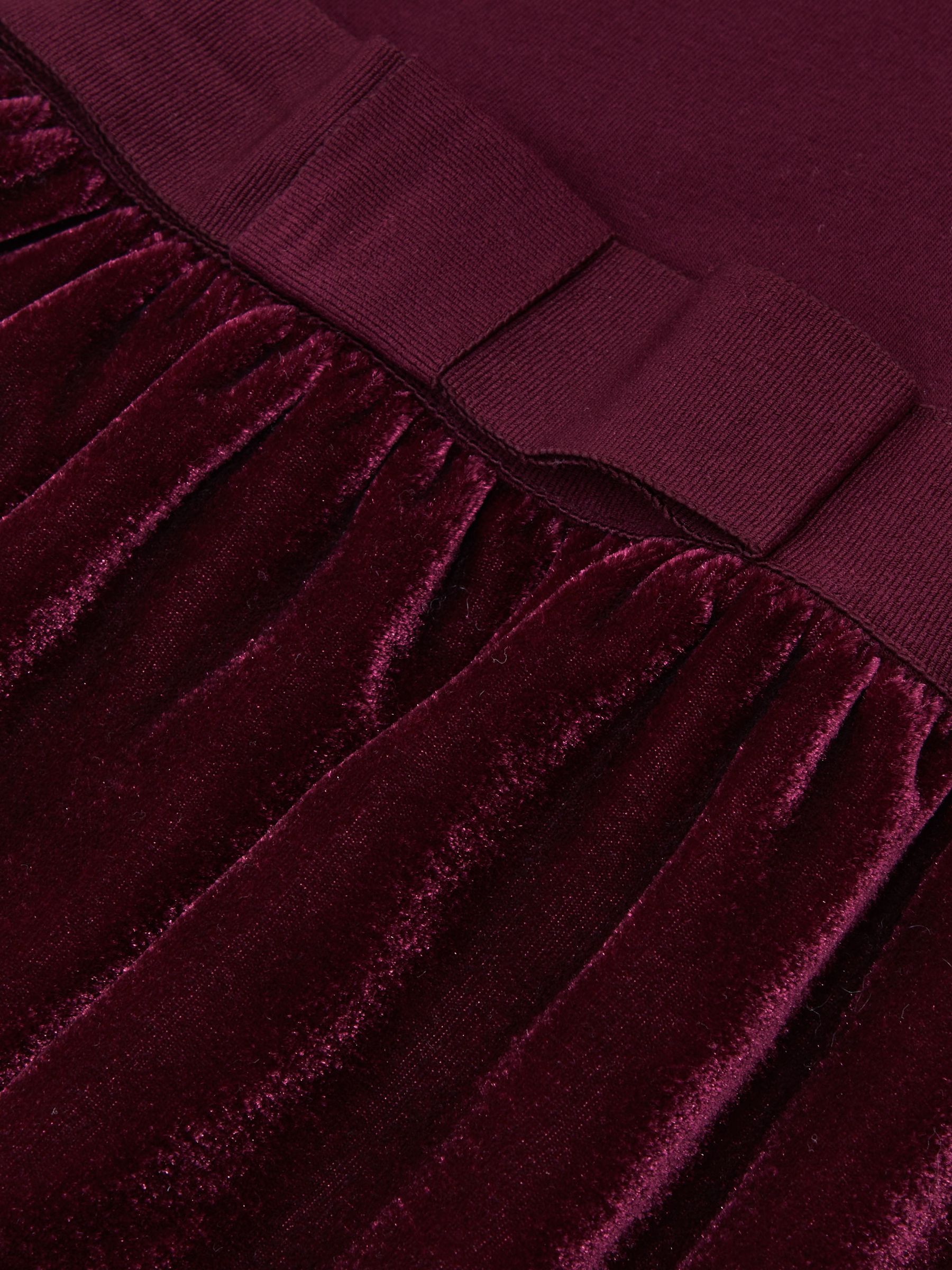 3-9 yrs Velvet-Skirt Jersey Skater Dress in Burgundy