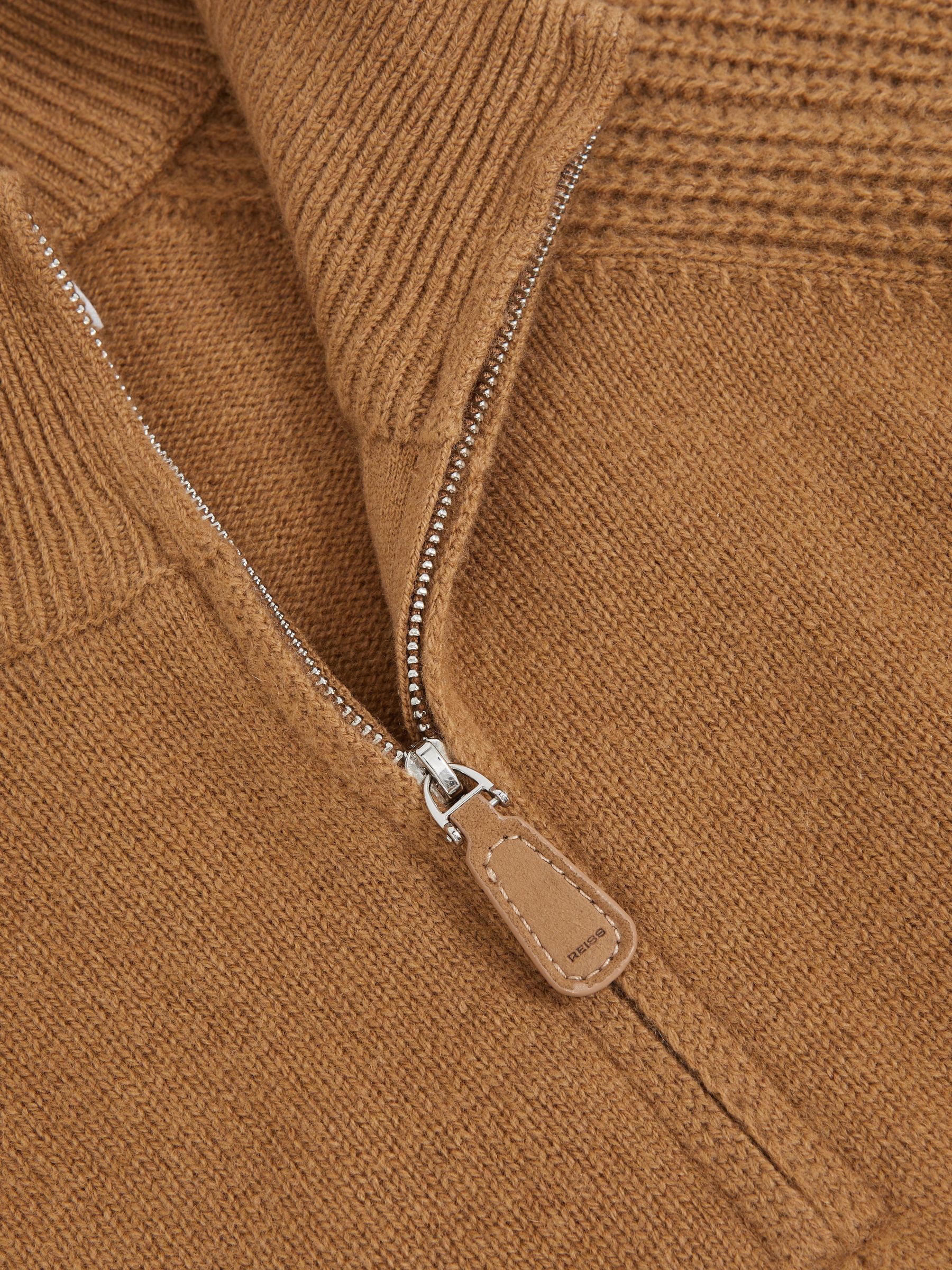 Wool And Cashmere Half-Zip Jumper in Camel