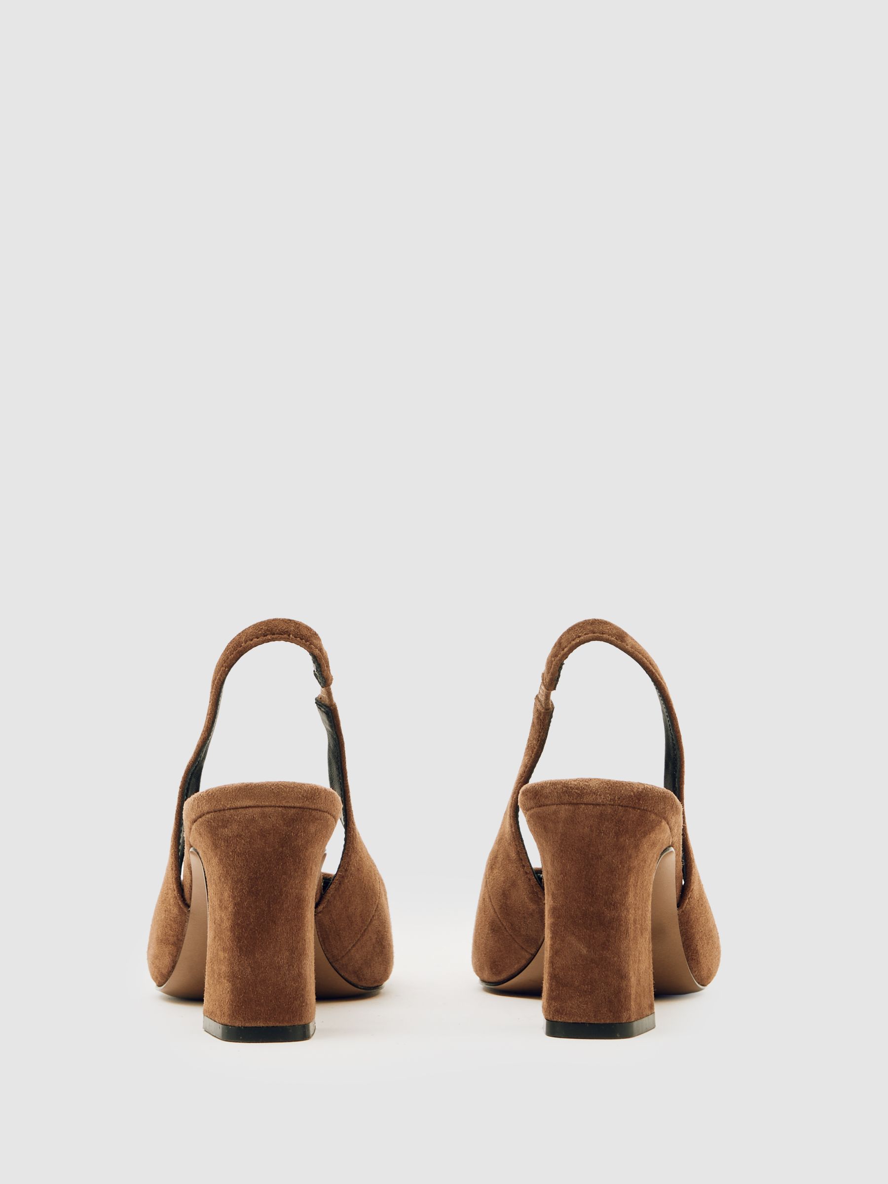 Suede Slingback Court Shoes in Tan