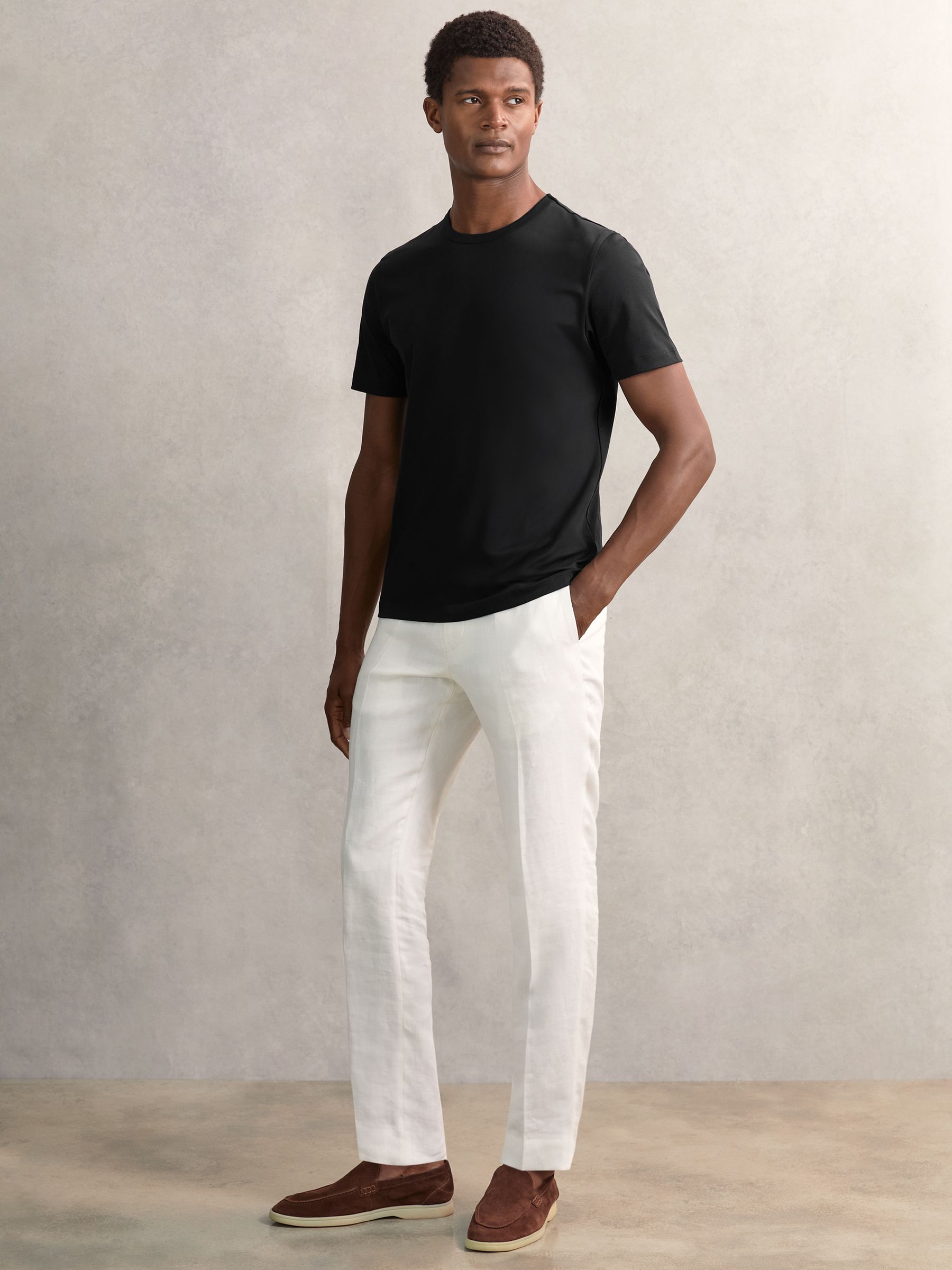 Airwater-Cotton Crew-Neck T-Shirt in Taupe Brown