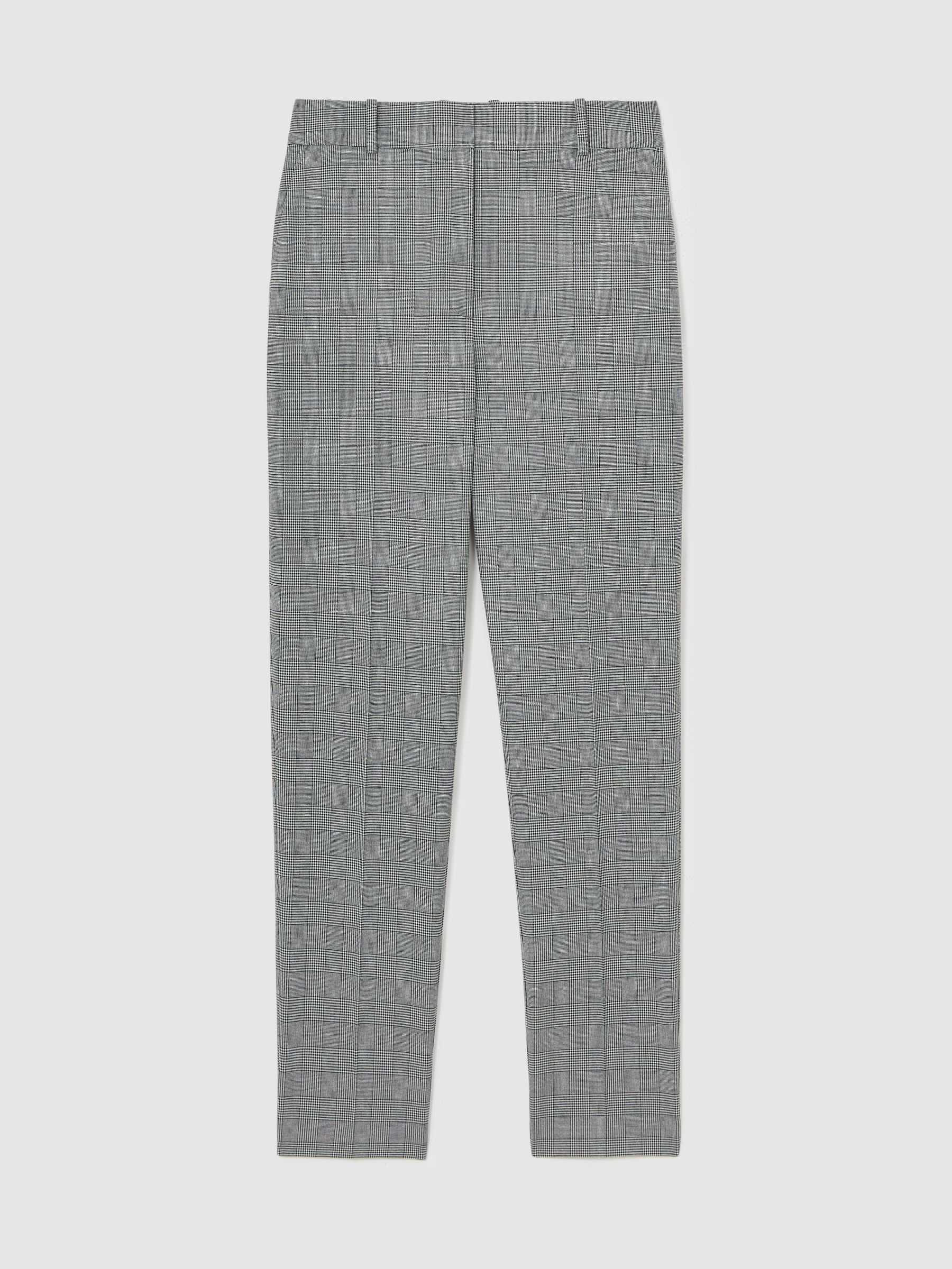 Petite Check Slim-Fit Suit Trousers in Grey