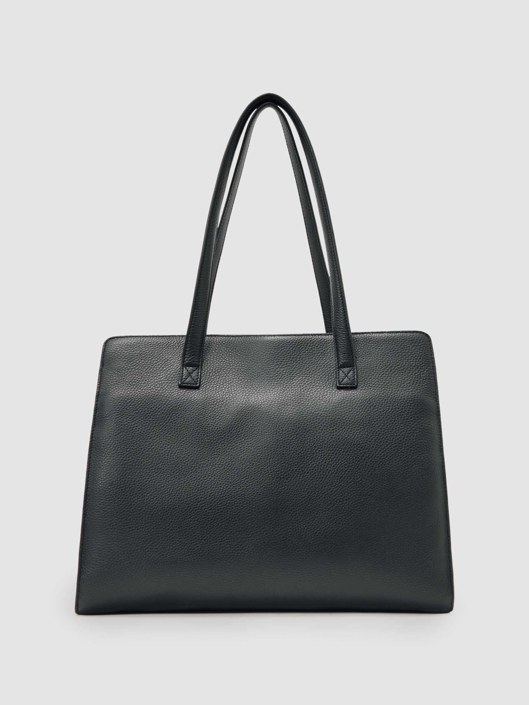 Grained Leather Tote Bag in Black