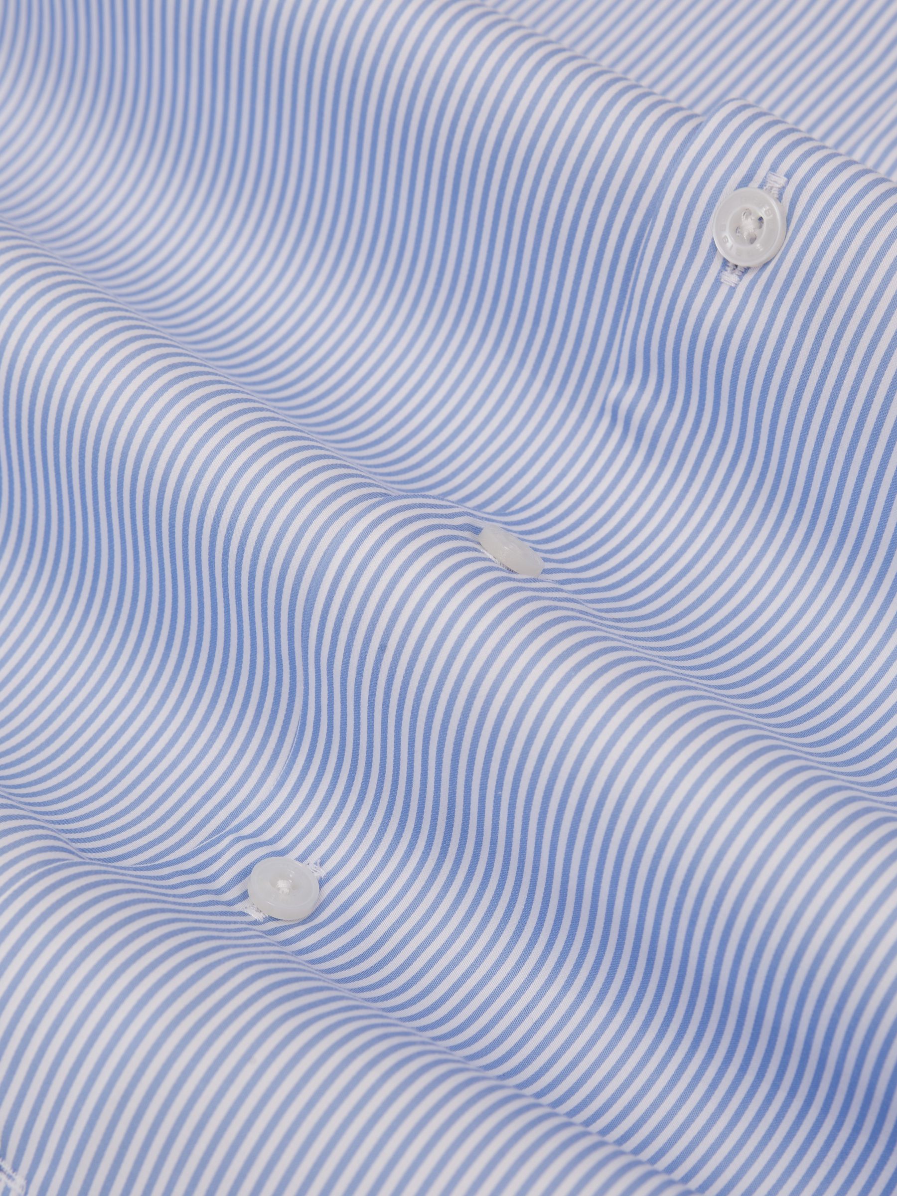 Regular Fit Cotton-Sateen Shirt in Blue Stripe