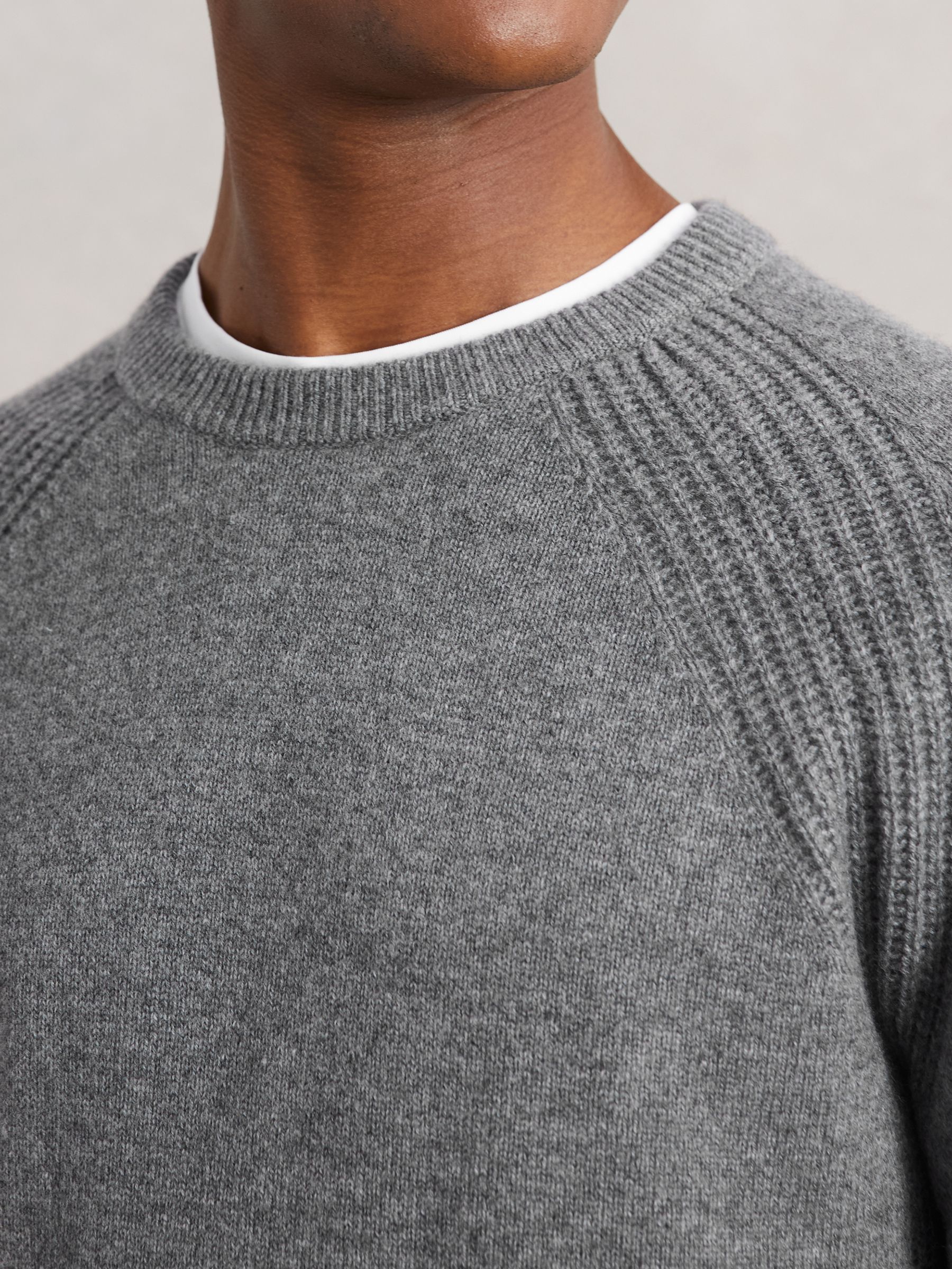 Wool-Cashmere Reverse-Seam Jumper in Mid Grey Melange