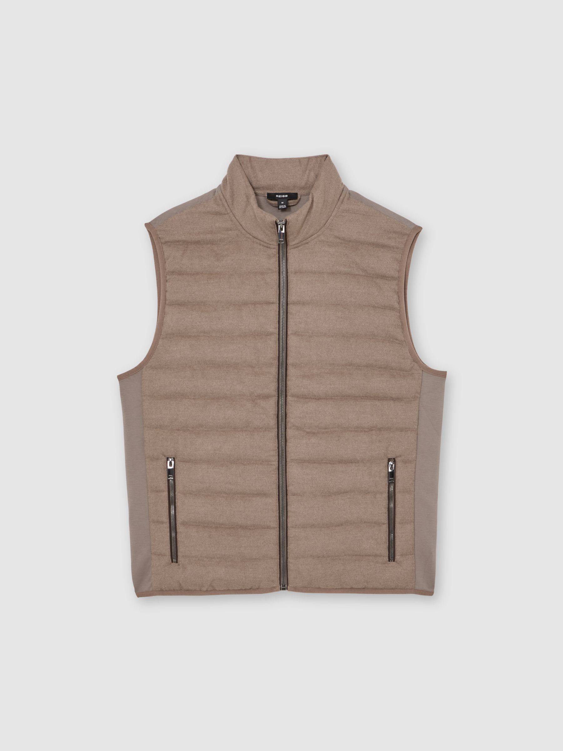 Brushed Jersey Quilted Gilet in Mocha Brown