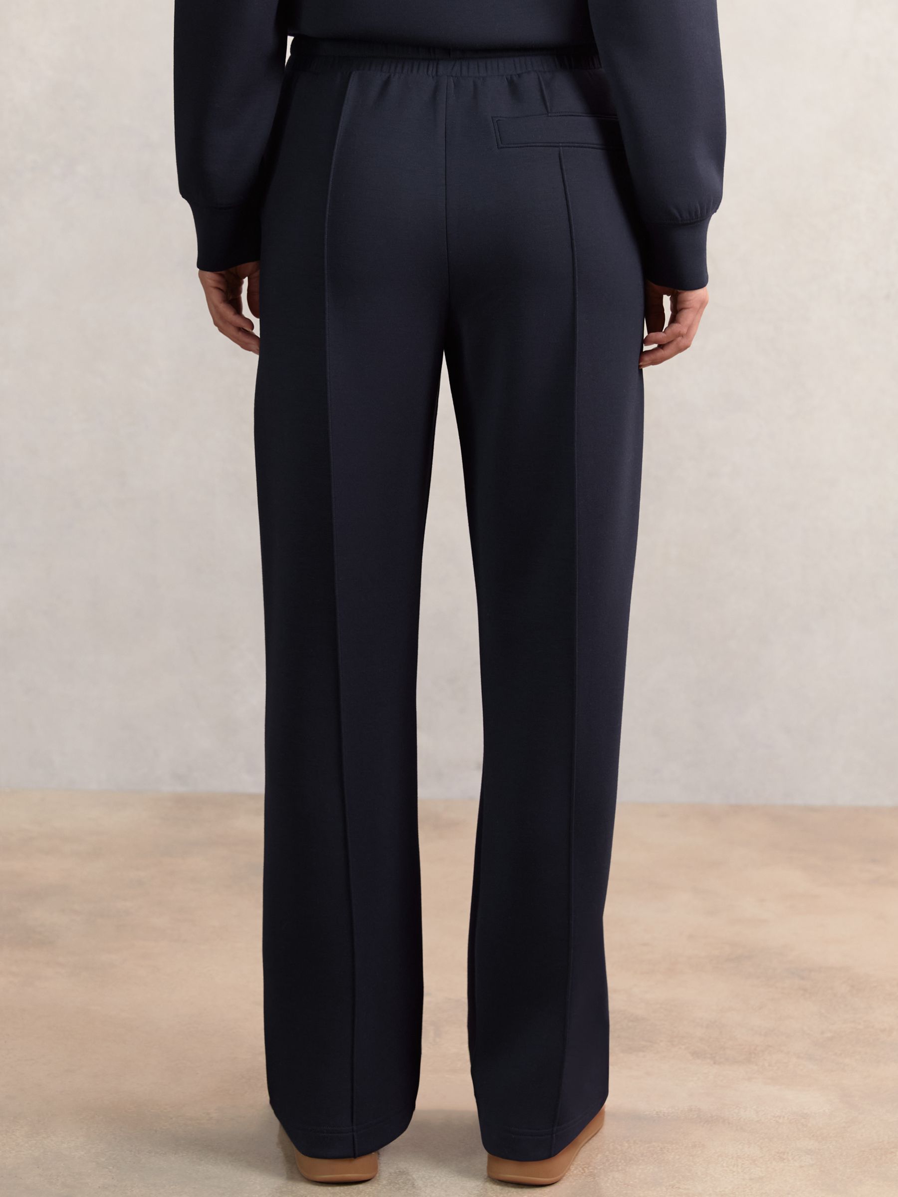 Petite Modal-Blend Interlock Wide-Leg Joggers in Navy