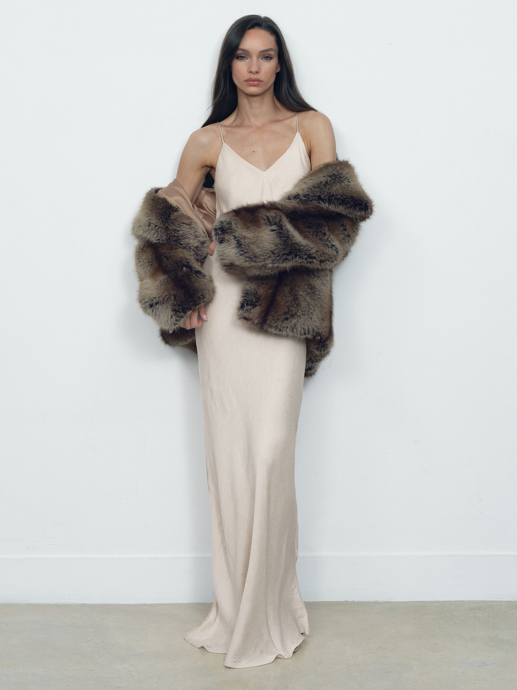 Faux-Fur Coat in Brown