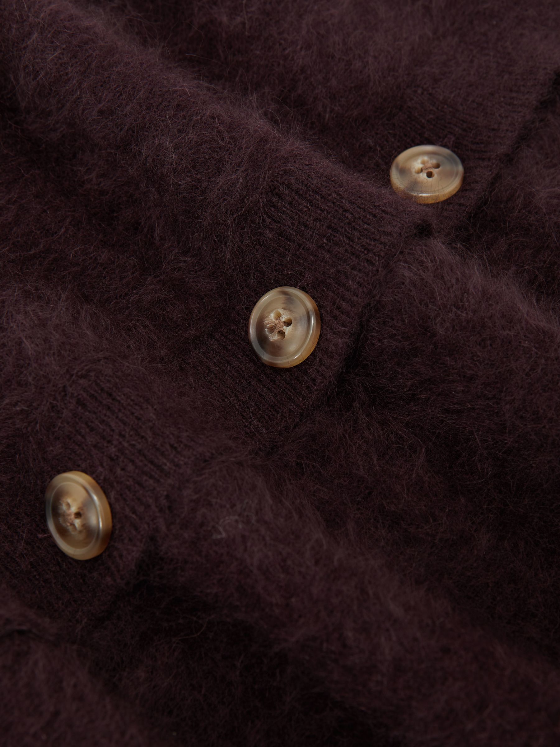 100% Brushed Cashmere Cardigan in Burgundy