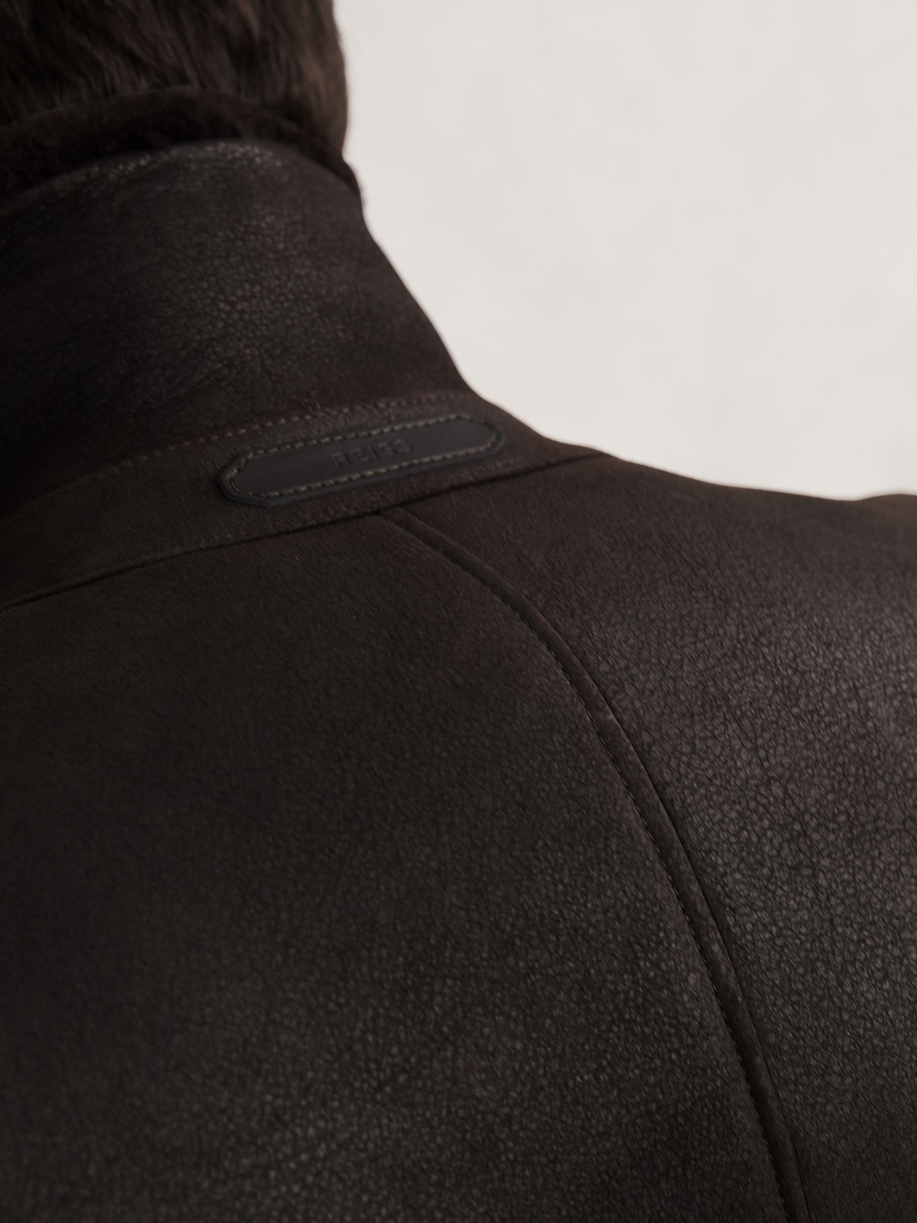 Button-Through Shearling Jacket in Brown